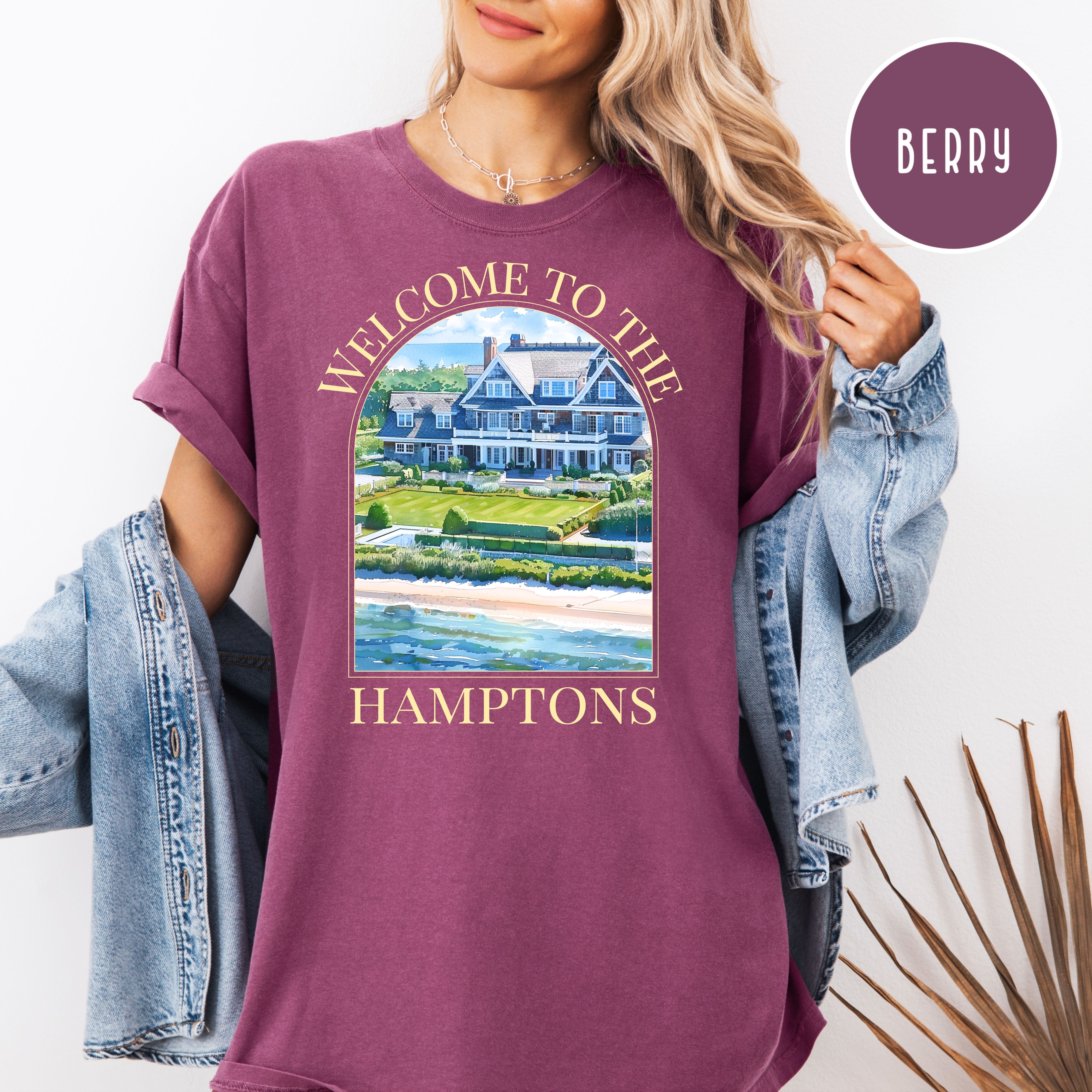 Hamptons Watercolor Coastal Home Comfort Colors Adult Unisex Gift Tee Shirt