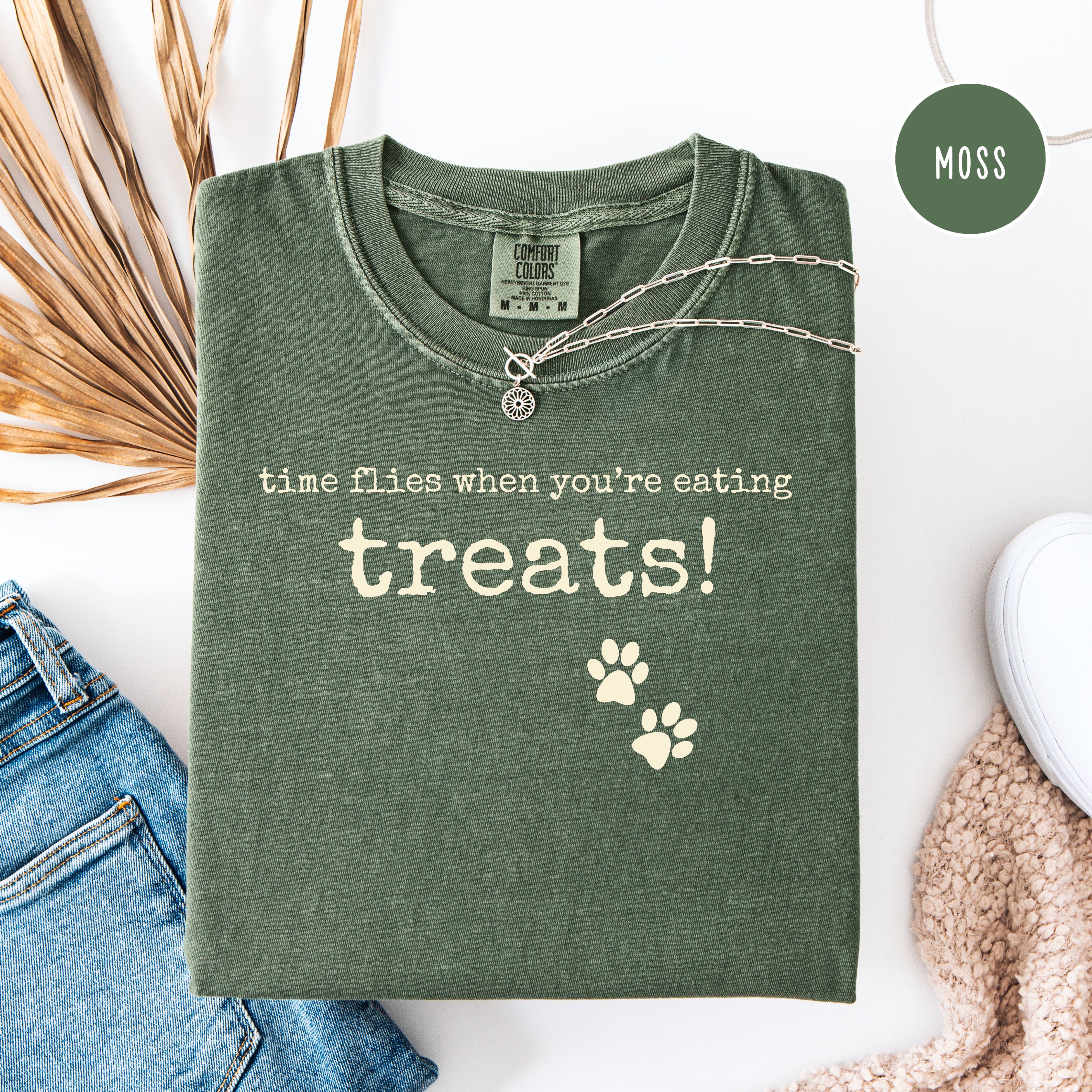 Dog Lover Comfort Colors Tee, Time Flies When You're Eating Treats