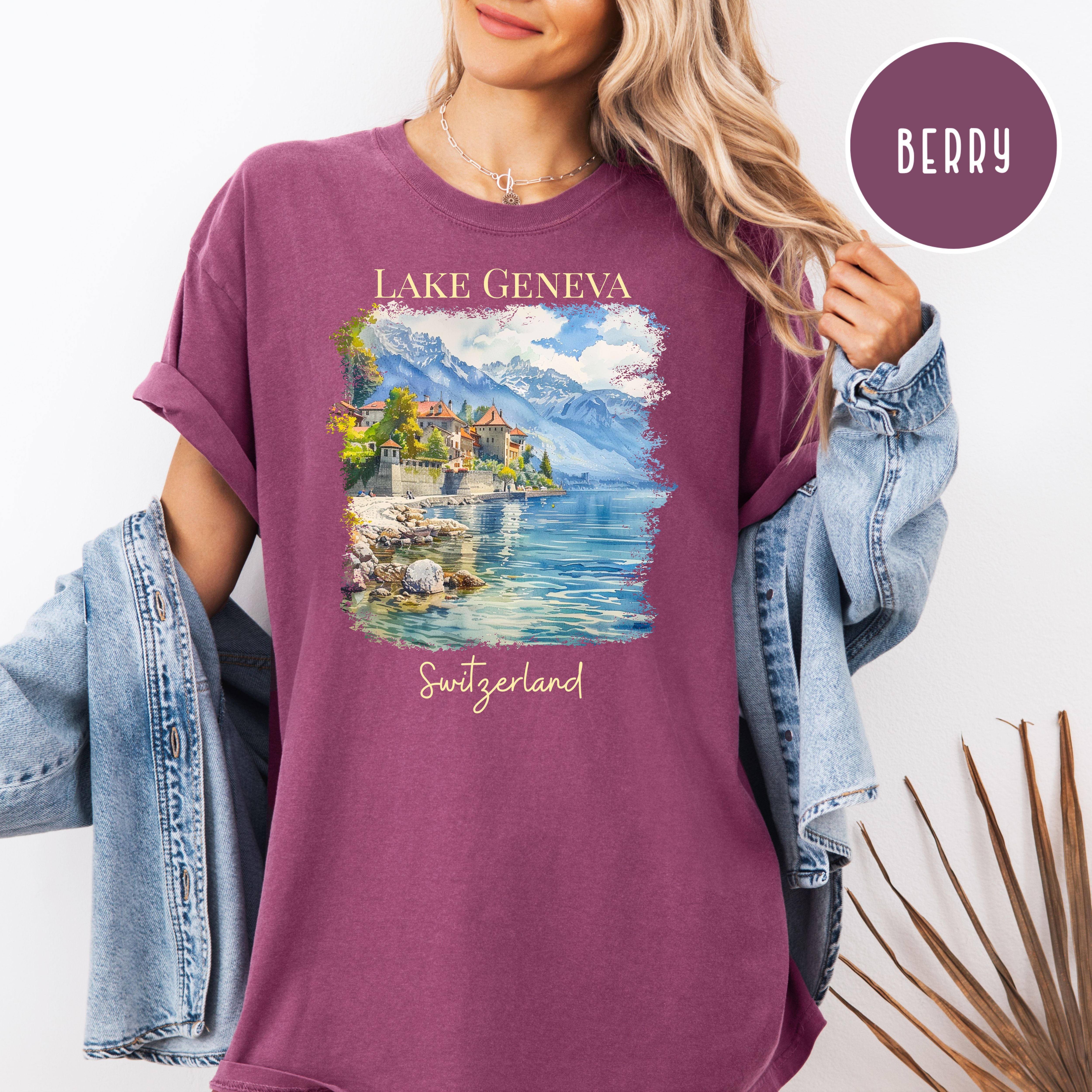 Lake Geneva Switzerland Comfort Colors Adult Unisex Vacation Gift Tee