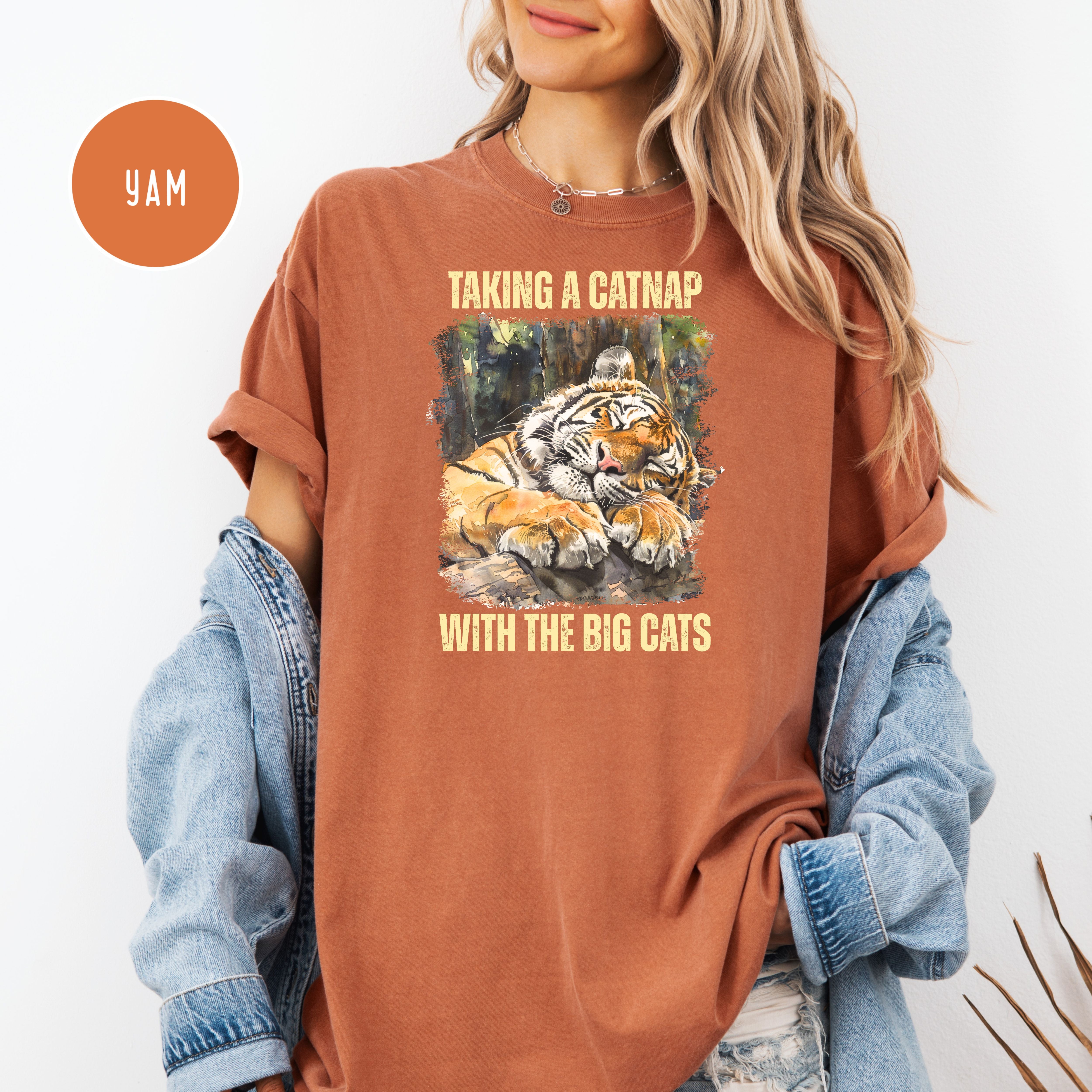 Tiger Lover Unisex Comfort Colors T-Shirt, Funny Tiger At The Zoo Shirt, Tiger Taking a Catnap With The Big Cats
