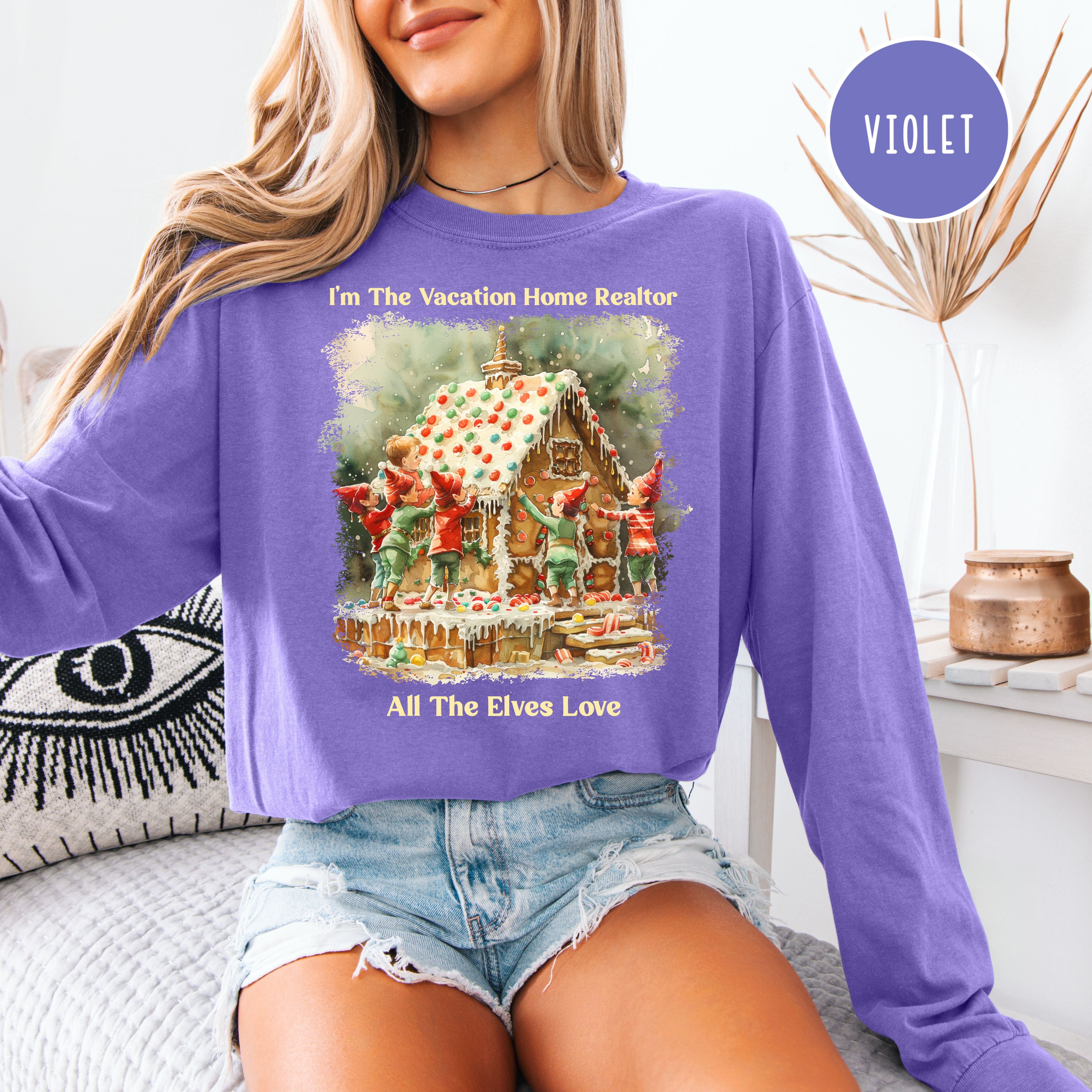 Vacation Home Realtor Unisex Christmas Comfort Colors Long Sleeve Tee