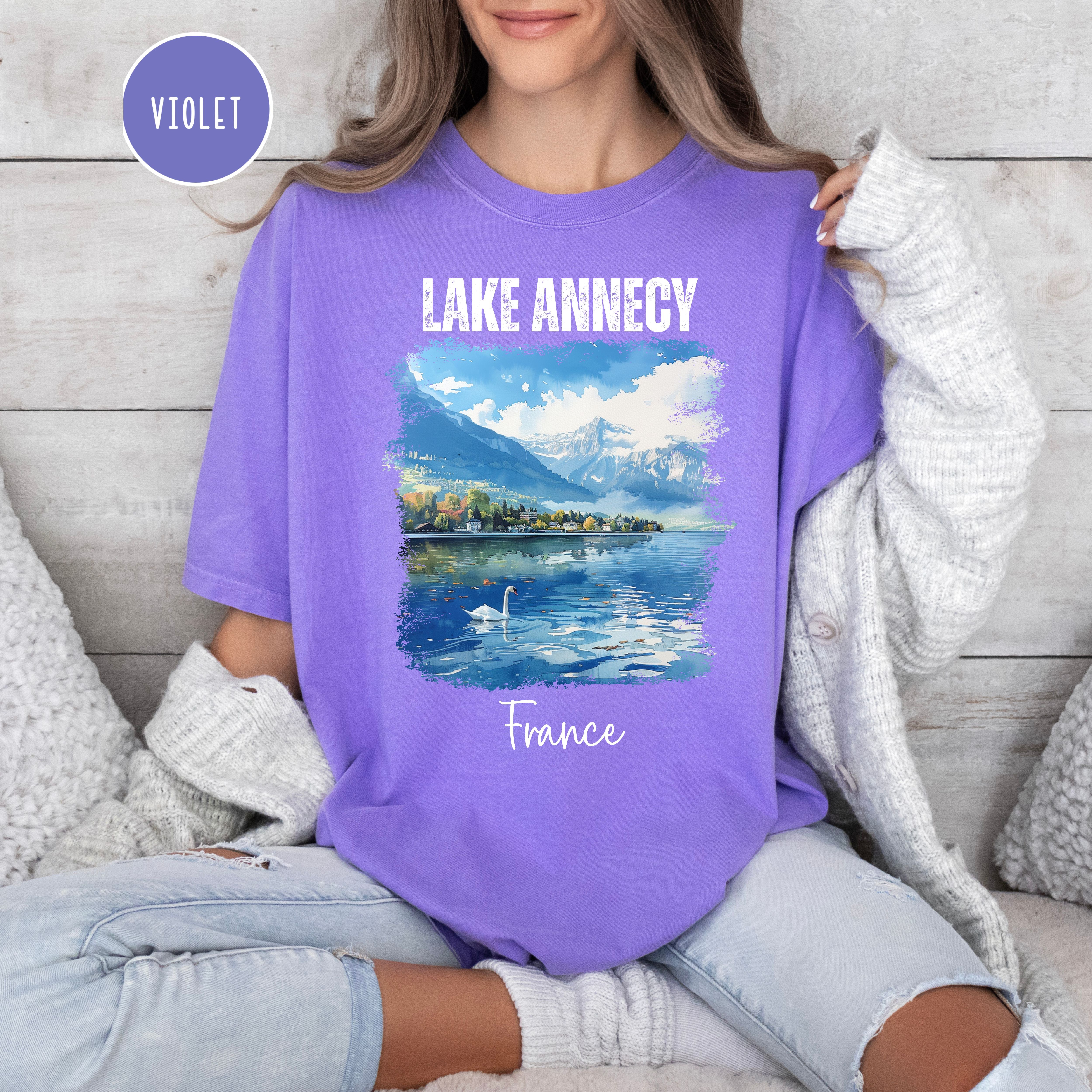 Lake Annecy France in the French Alps Comfort Colors Tee