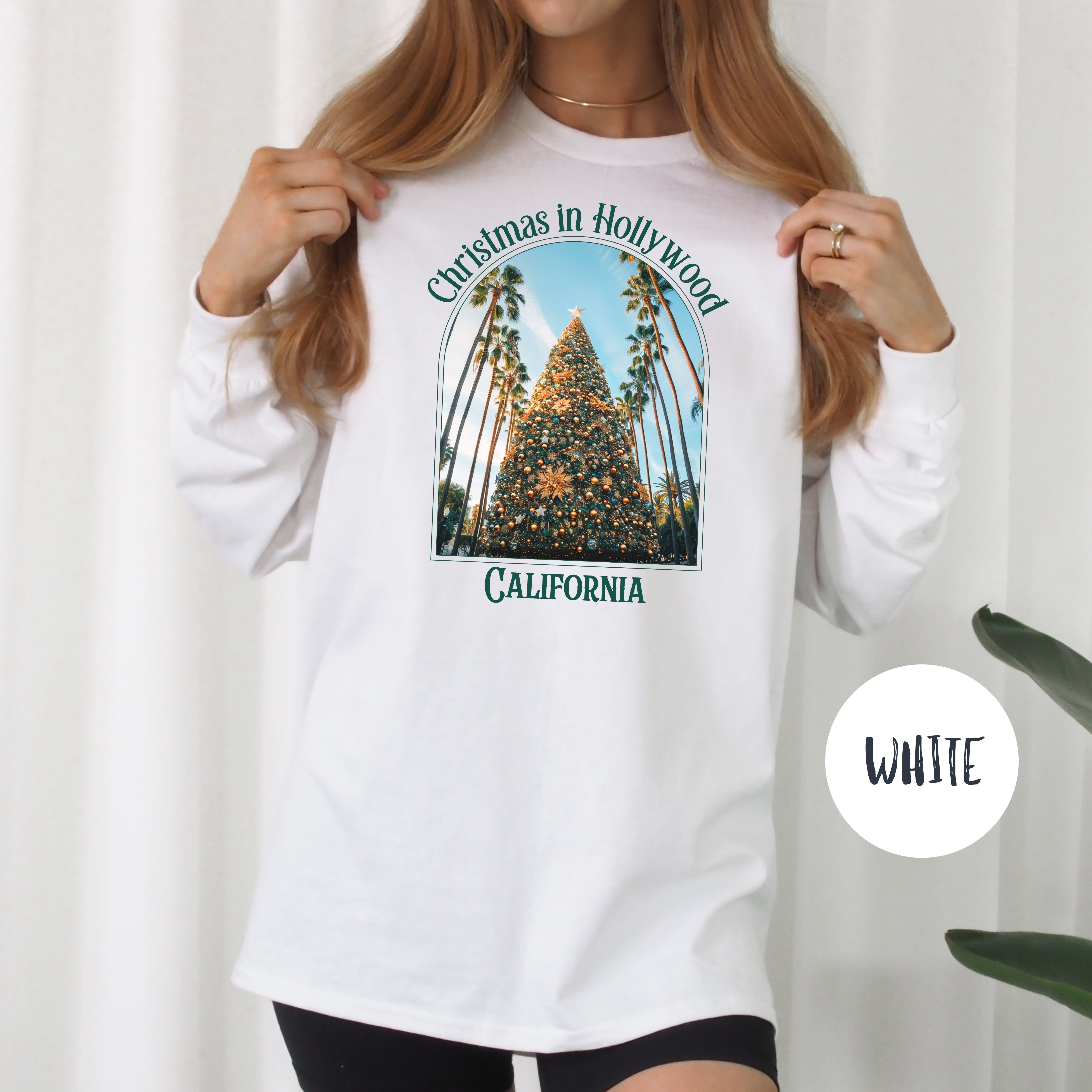 Christmas in Hollywood California Long Sleeve Tee Shirt