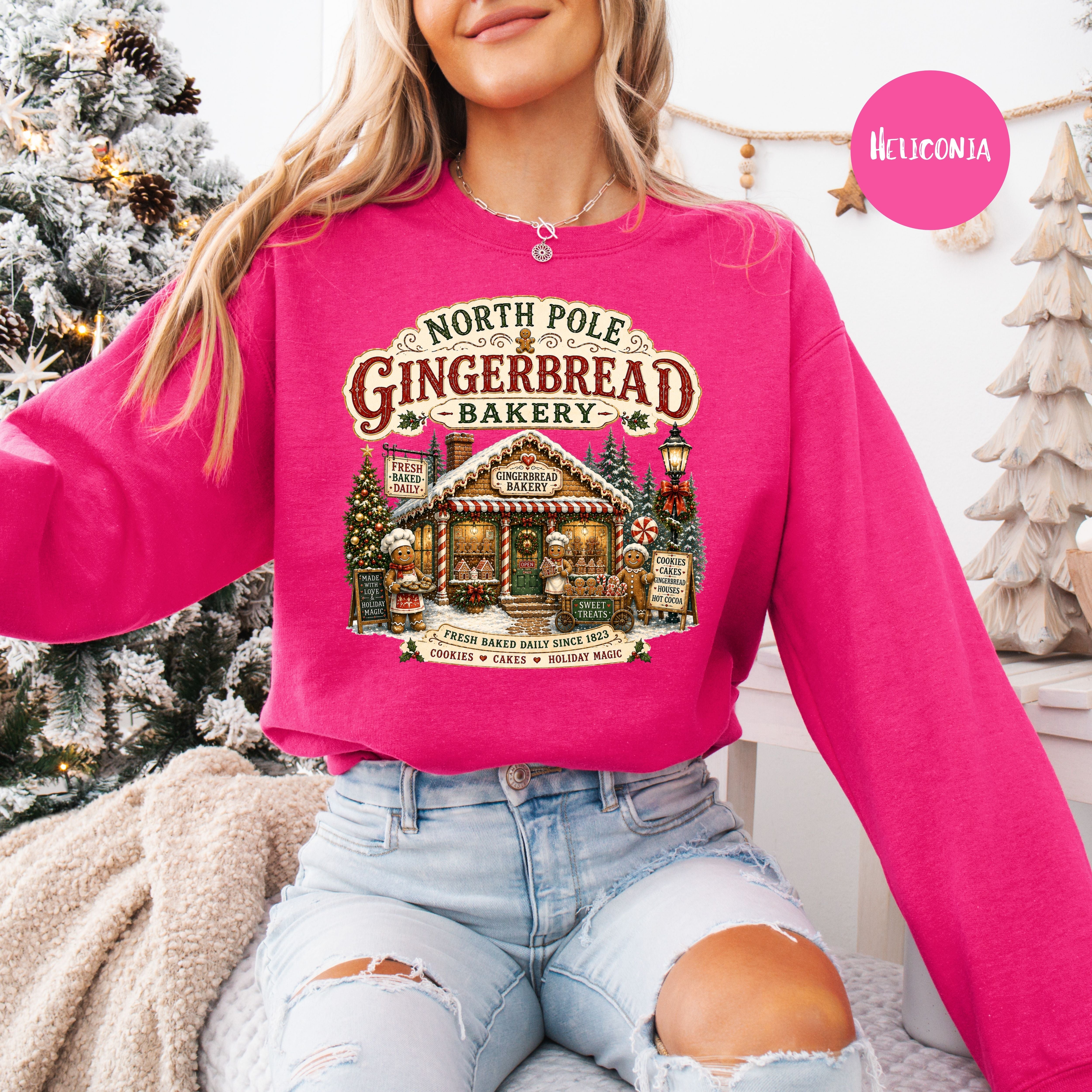 Christmas Gingerbread Bakery Pullover Sweatshirt, North Pole Christmas Gift Shirt, Gingerbread Lover Gift Shirt, Bakery Shirt, Xmas Shirt
