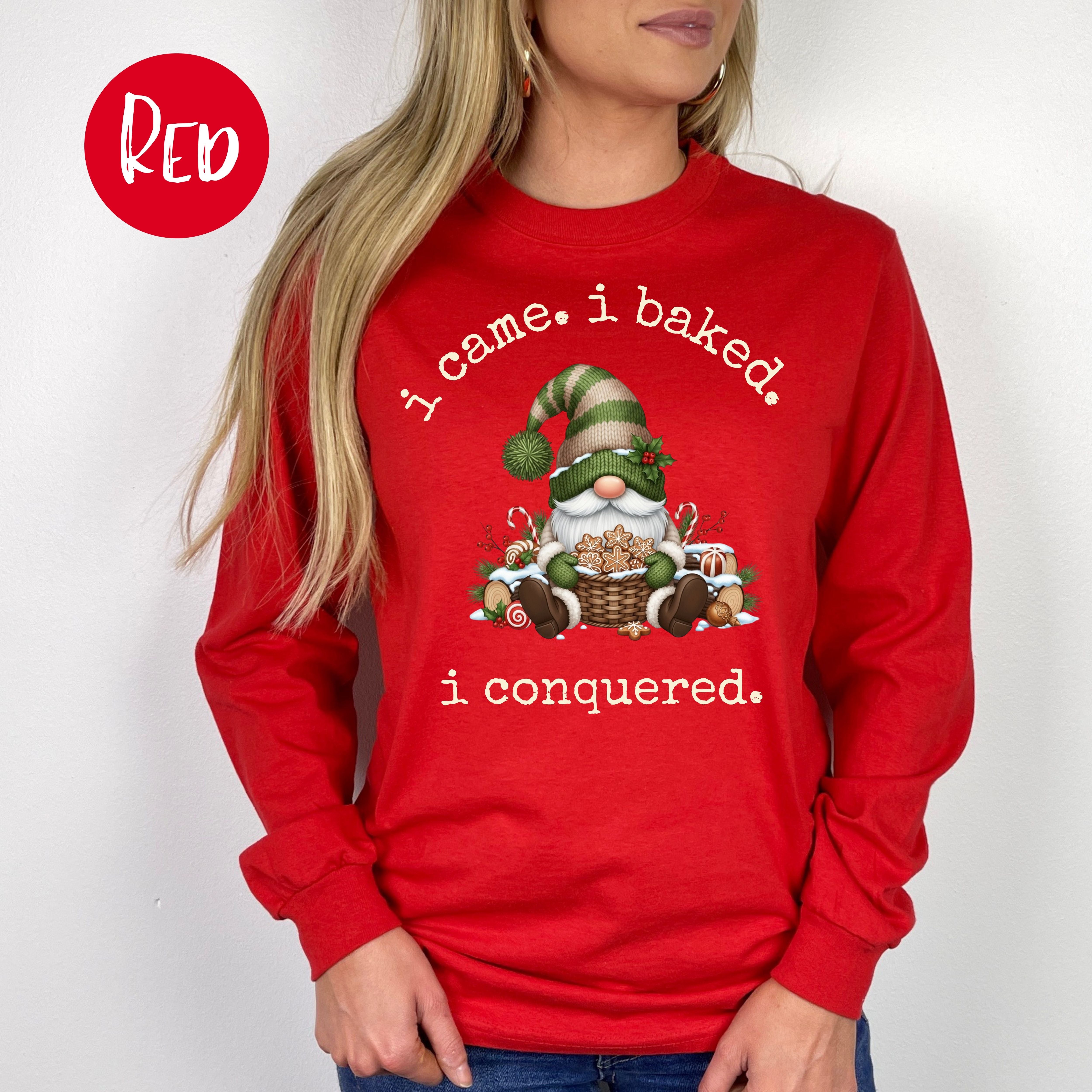 Gnome Lover Long Sleeve Unisex Christmas Baking Tee Shirt