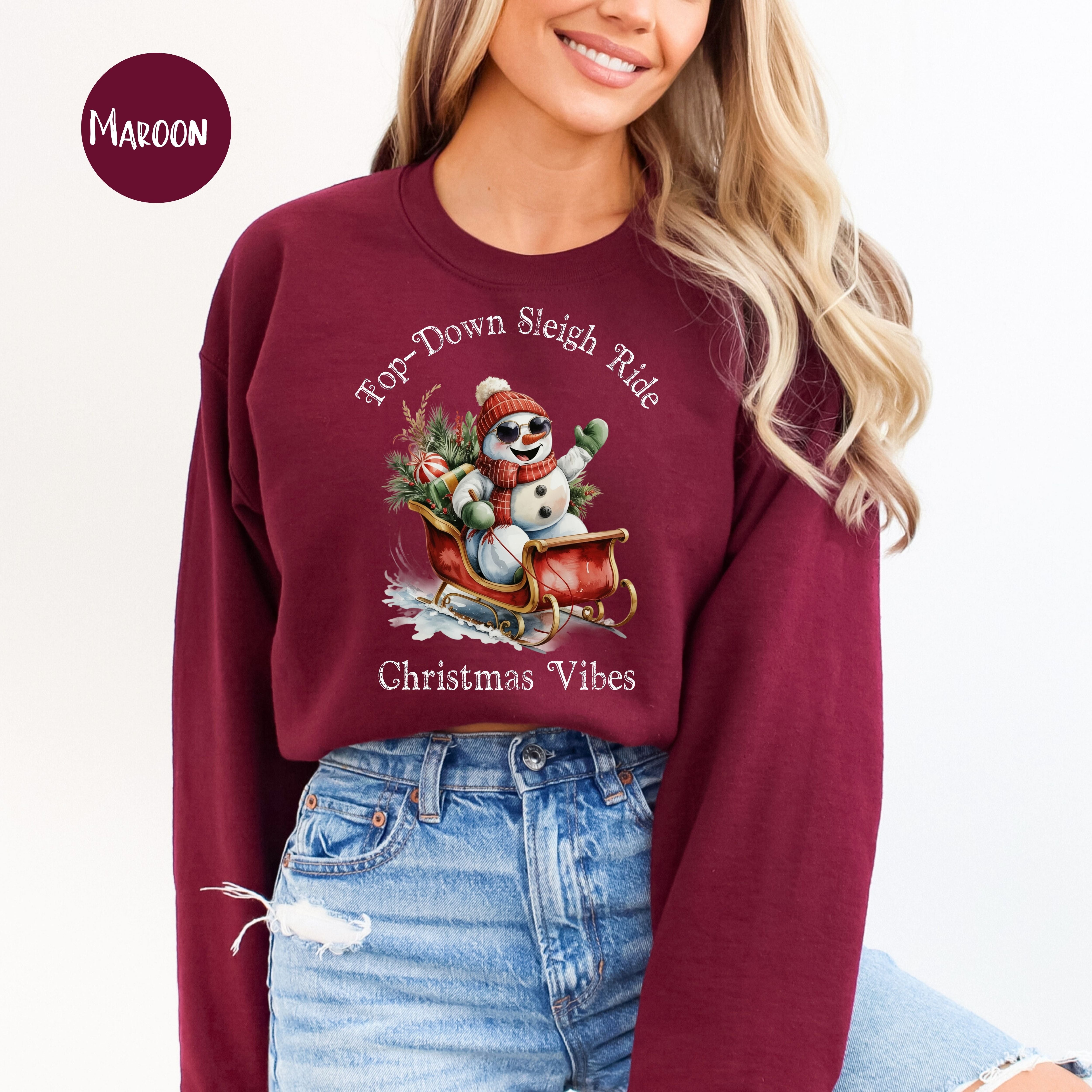 Top-Down Sleigh Ride Sweatshirt Christmas Sweatshirt