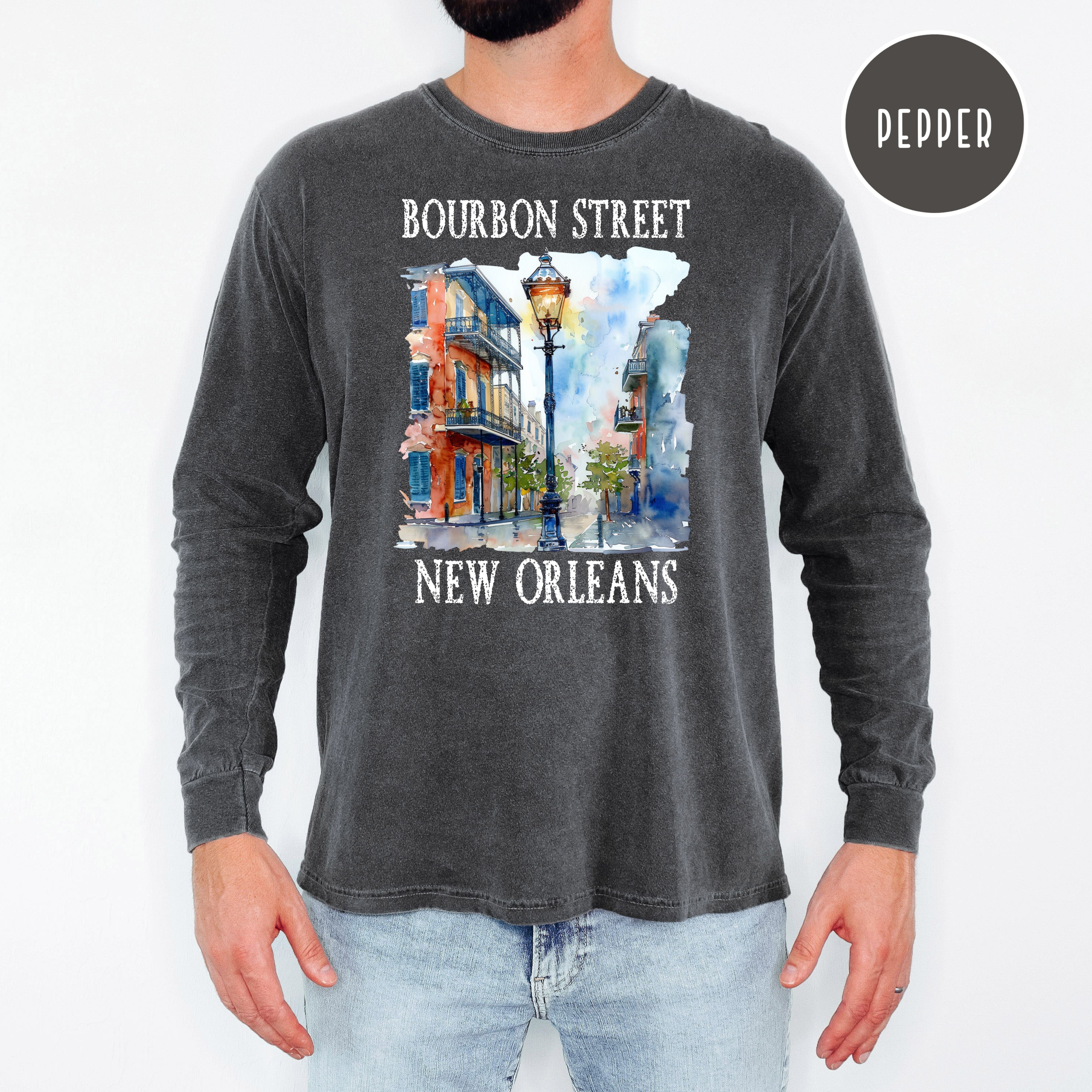 Bourbon Street New Orleans Unisex Long Sleeve Comfort Colors T-Shirt