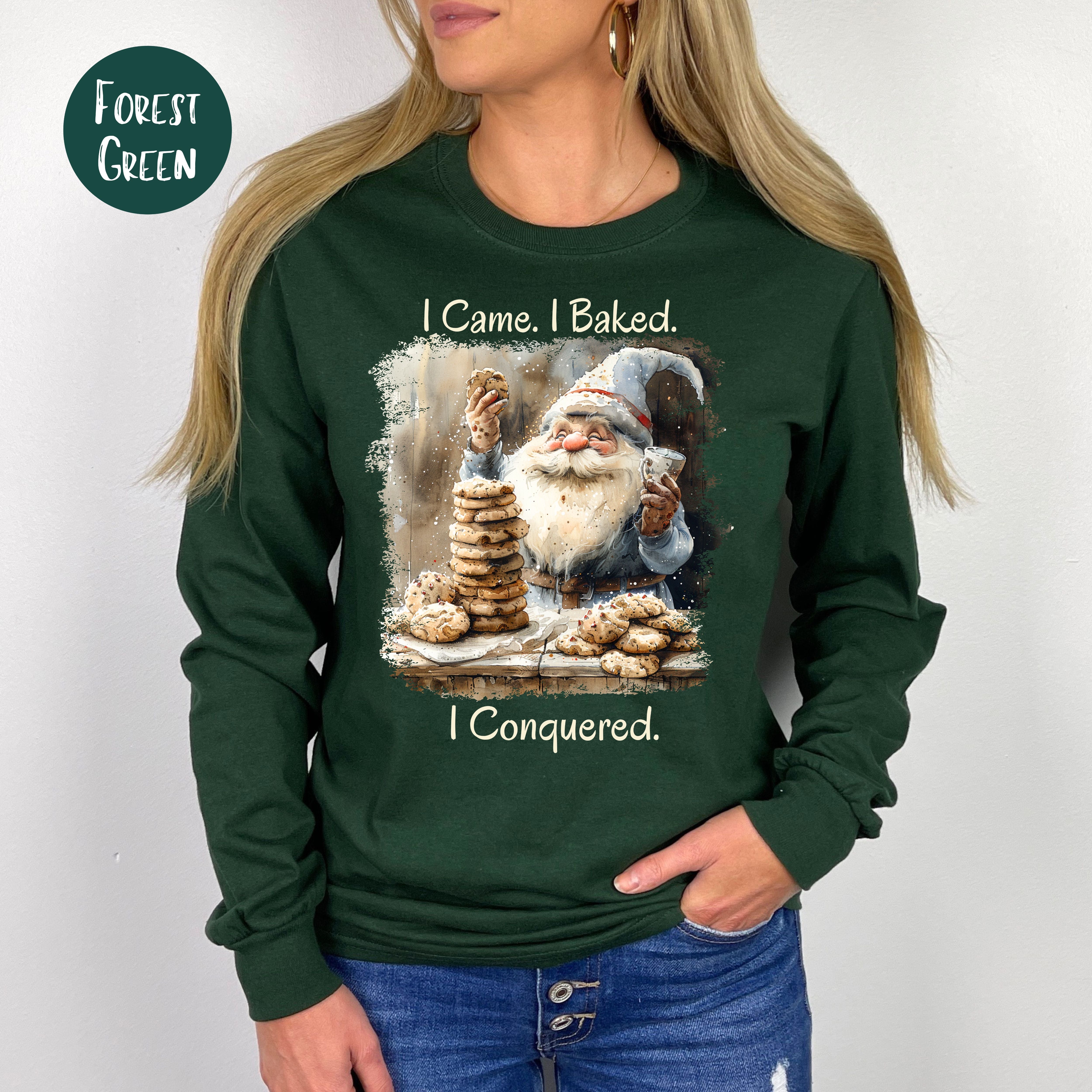 Funny Baking Lover Long Sleeve Unisex I Came I Baked I Conquered Baker Gift Shirt