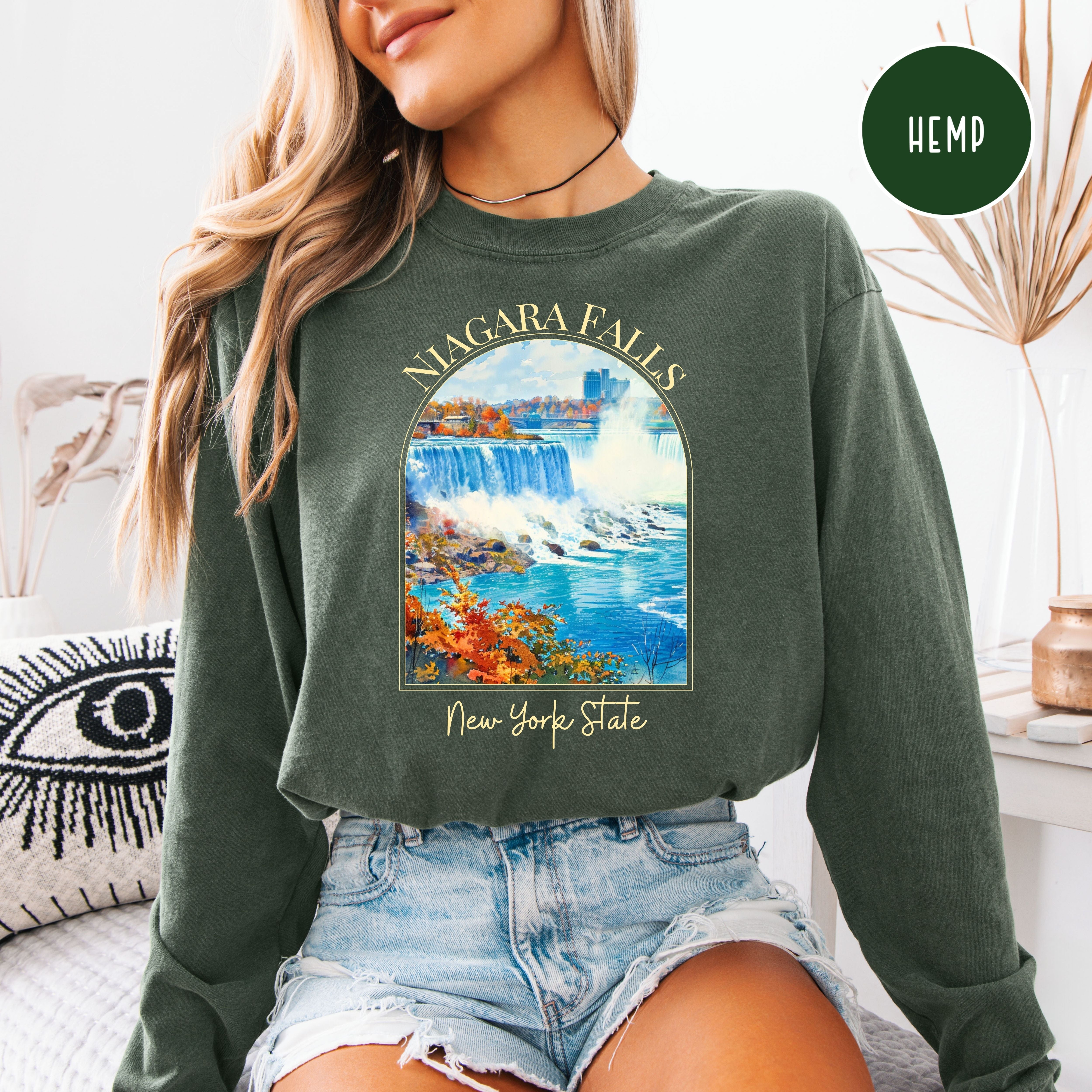 Niagara Falls New York State Comfort Colors Unisex Long Sleeve Tee Shirt