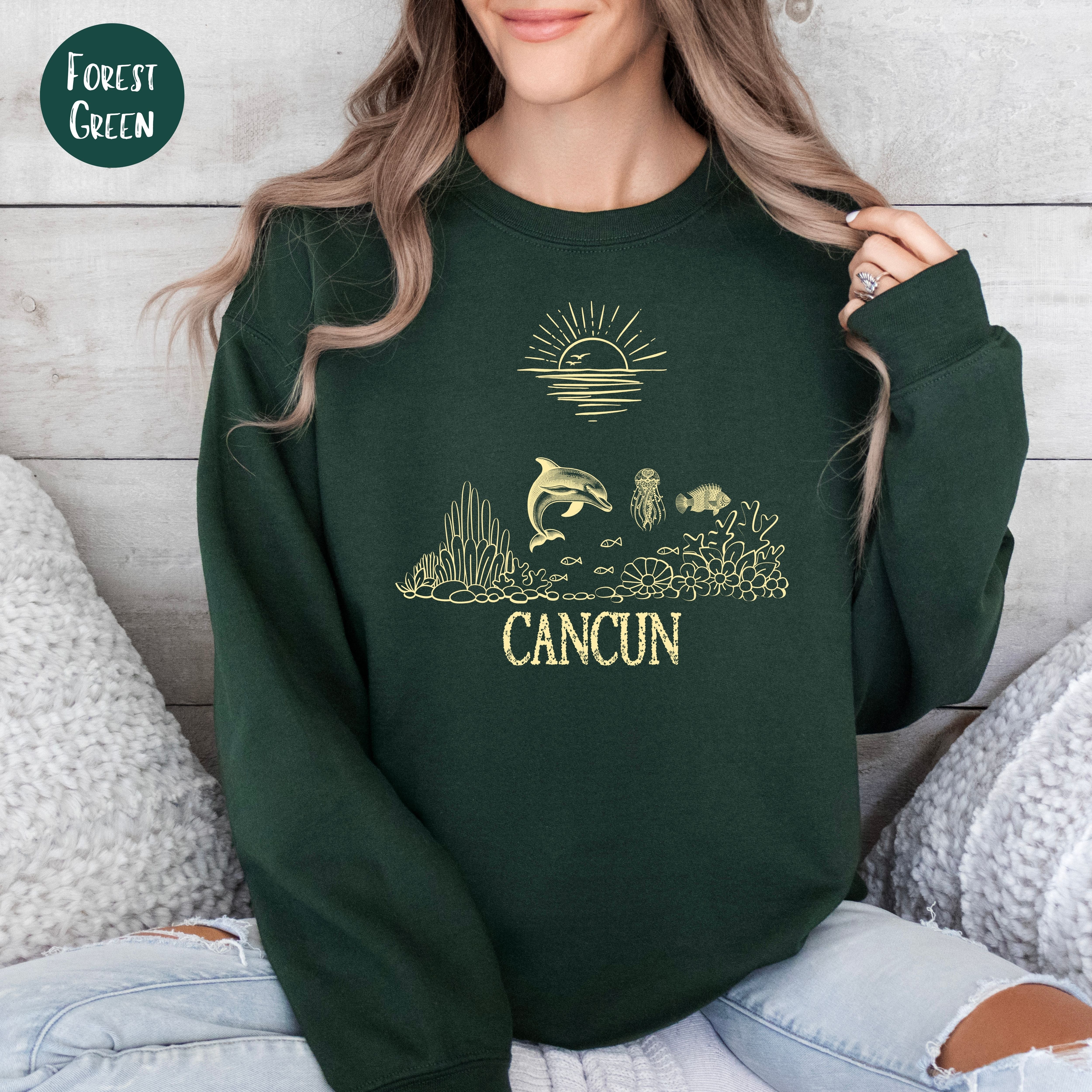 Cancun Coral Reef Dolphin Sealife Sweatshirt