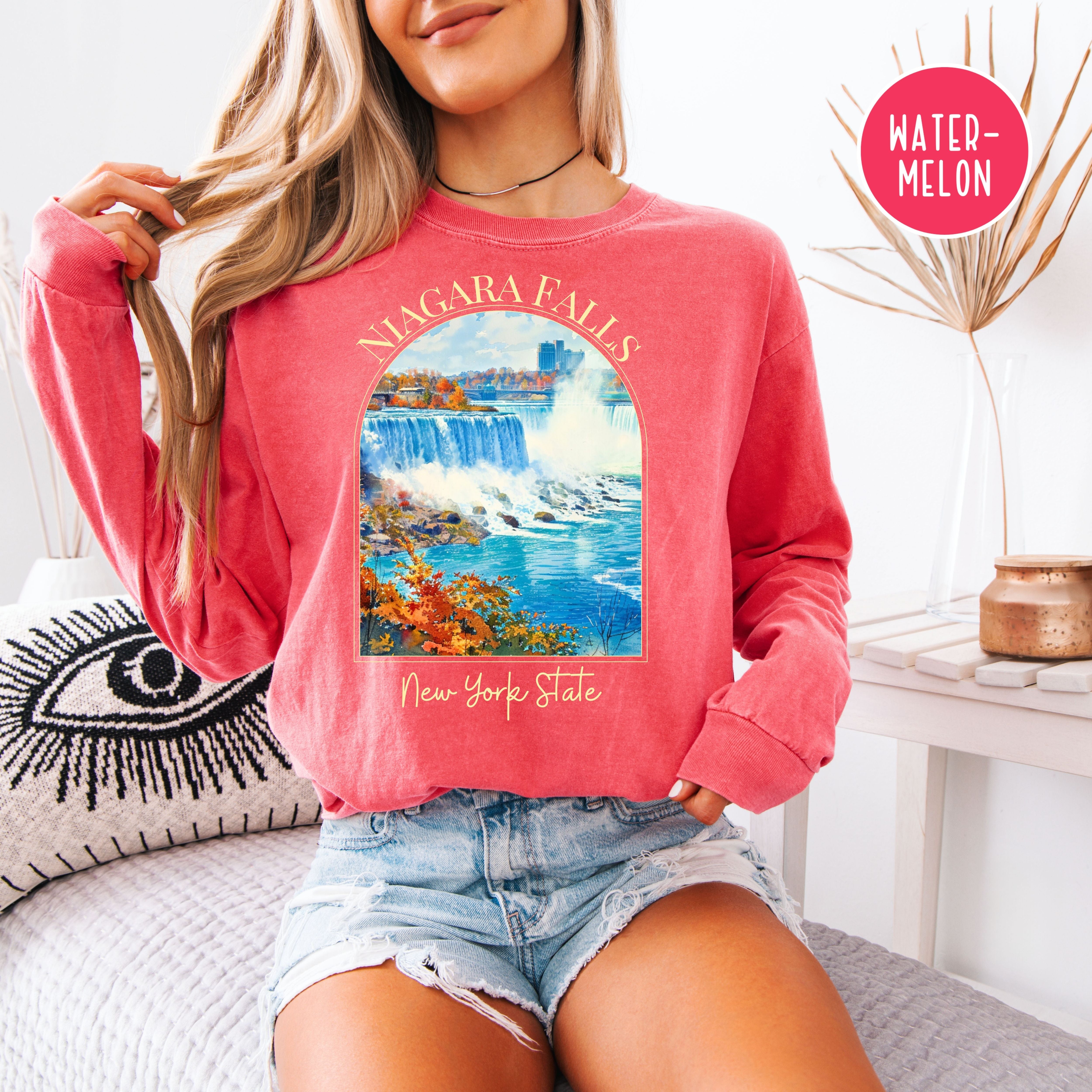 Niagara Falls New York State Comfort Colors Unisex Long Sleeve Tee Shirt