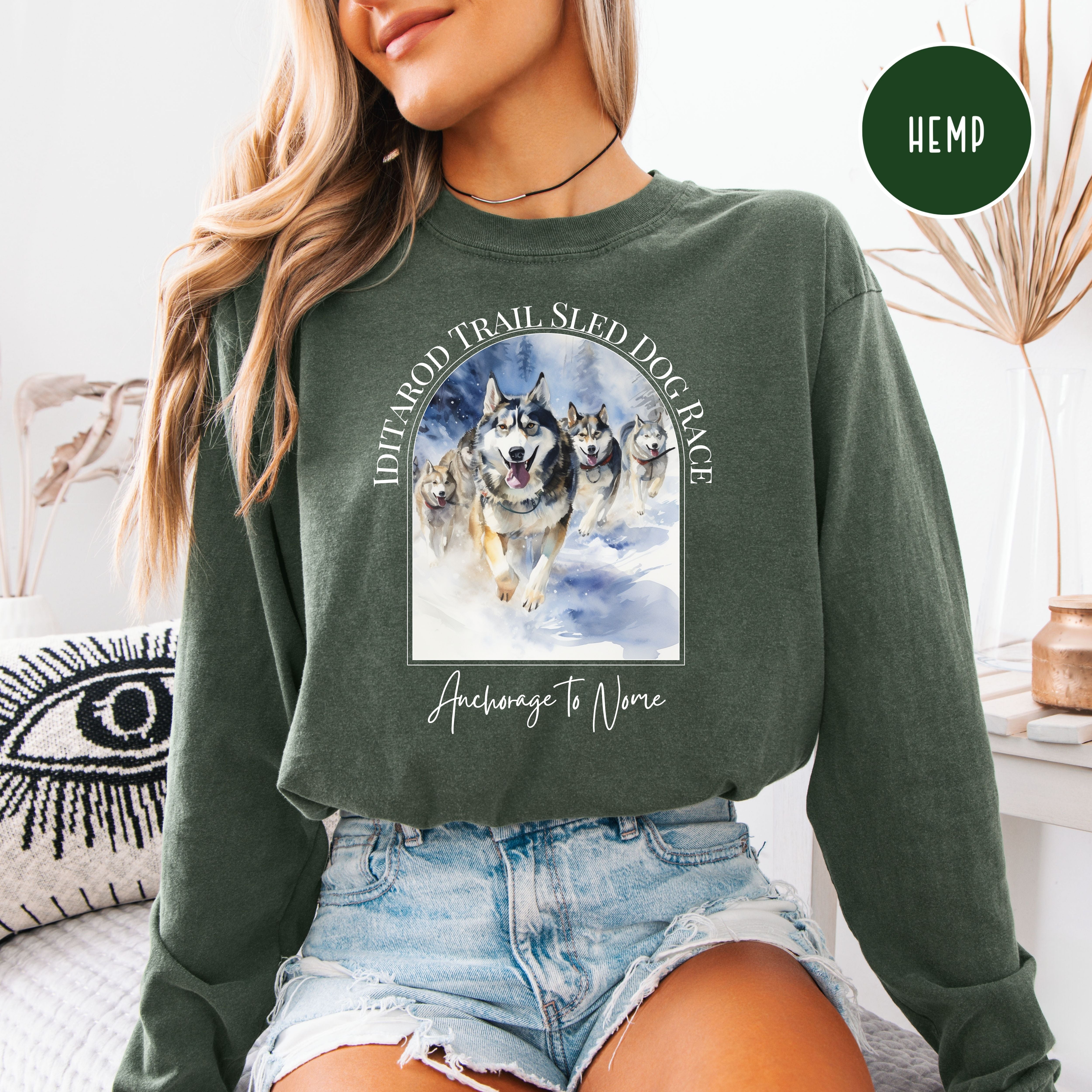 Iditarod Dog Race Comfort Colors Long Sleeve Tee