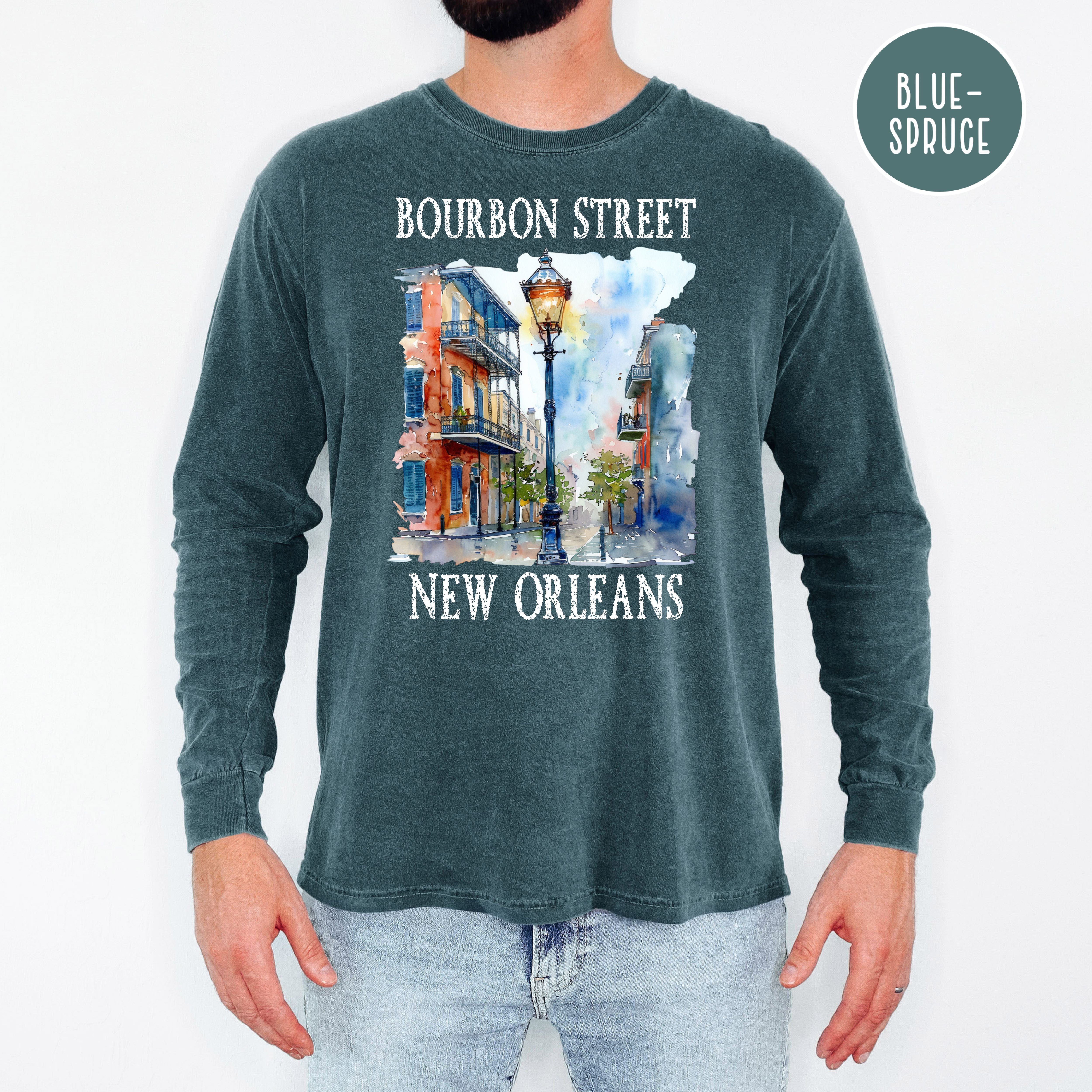 Bourbon Street New Orleans Unisex Long Sleeve Comfort Colors T-Shirt