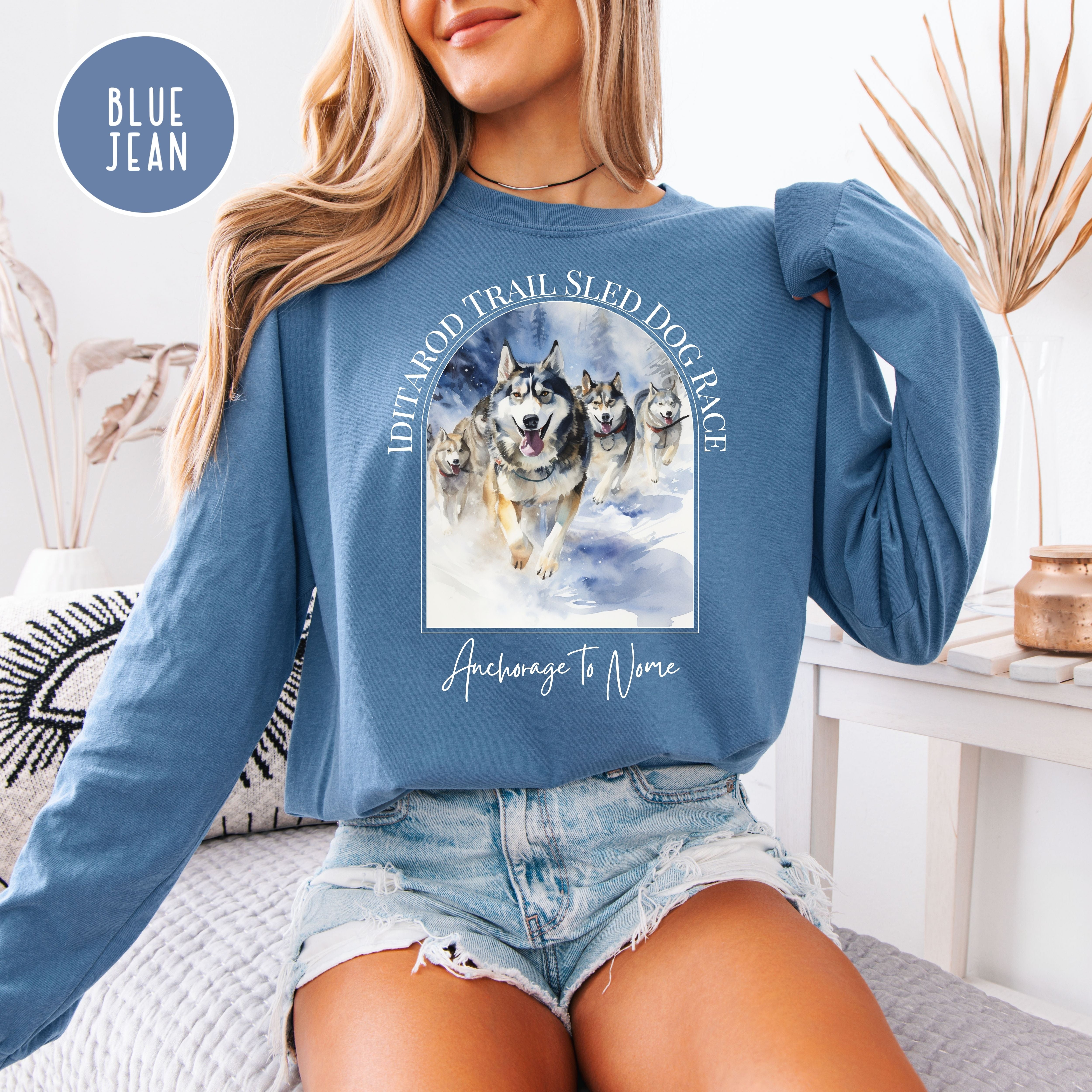 Iditarod Dog Race Comfort Colors Long Sleeve Tee
