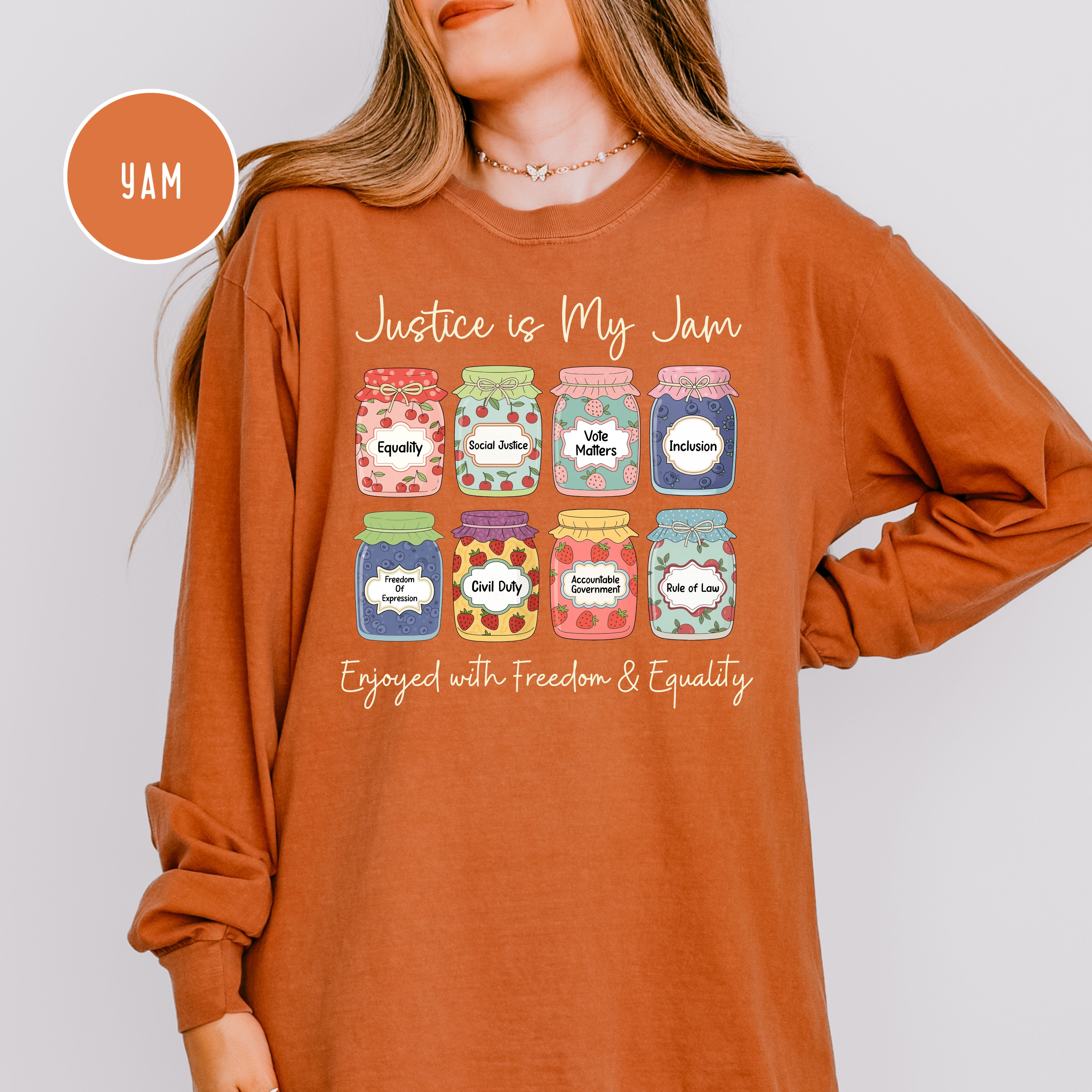 Justice is My Jam Long Sleeve Comfort Colors Social Justice Jam Jars Pro Democracy Gift Tee