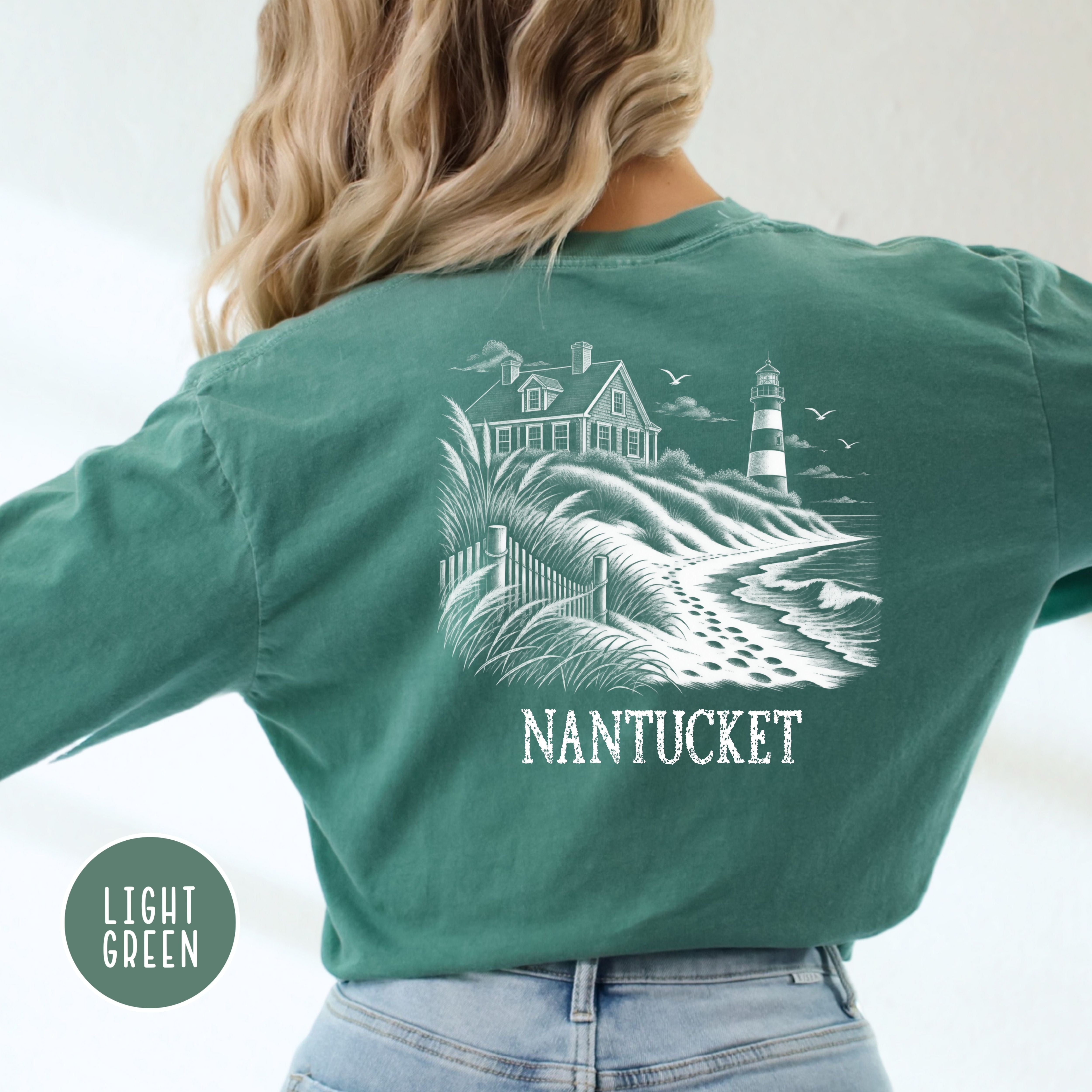 Nantucket Long Sleeve Comfort Colors T-Shirt, Nantucket Seaside Shirt, Nantucket Gift Shirt, Traveler Gift Shirt, Ocean Tee, Nantucket Shirt