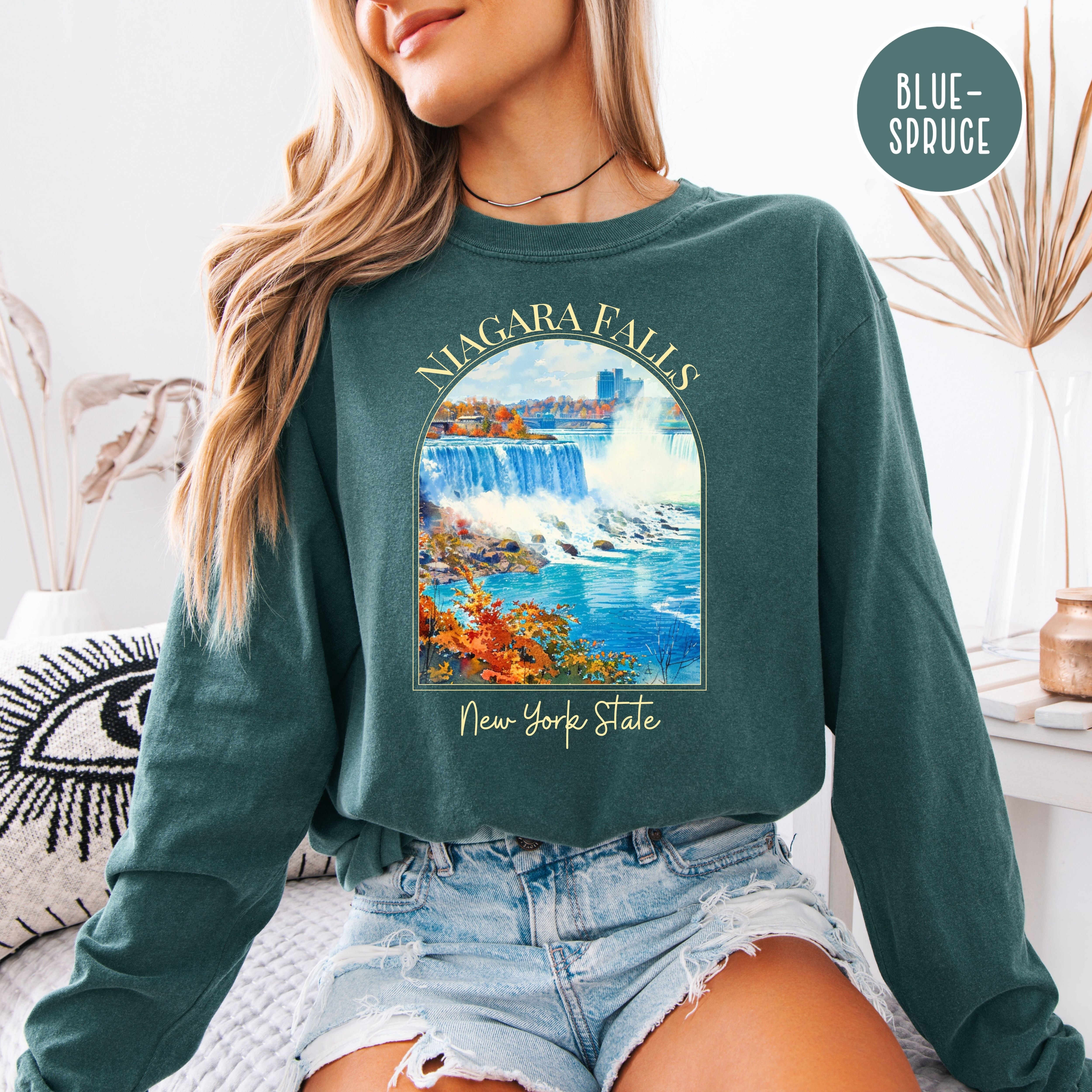 Niagara Falls New York State Comfort Colors Unisex Long Sleeve Tee Shirt