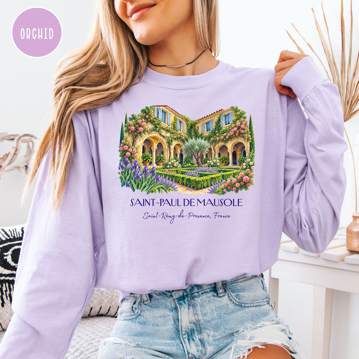 Van Gogh Trail Long Sleeve Comfort Colors Tee, Saint Remy France Gift Tee, South of France Travel Gift, France Vacation Tee, Art Lover Gift