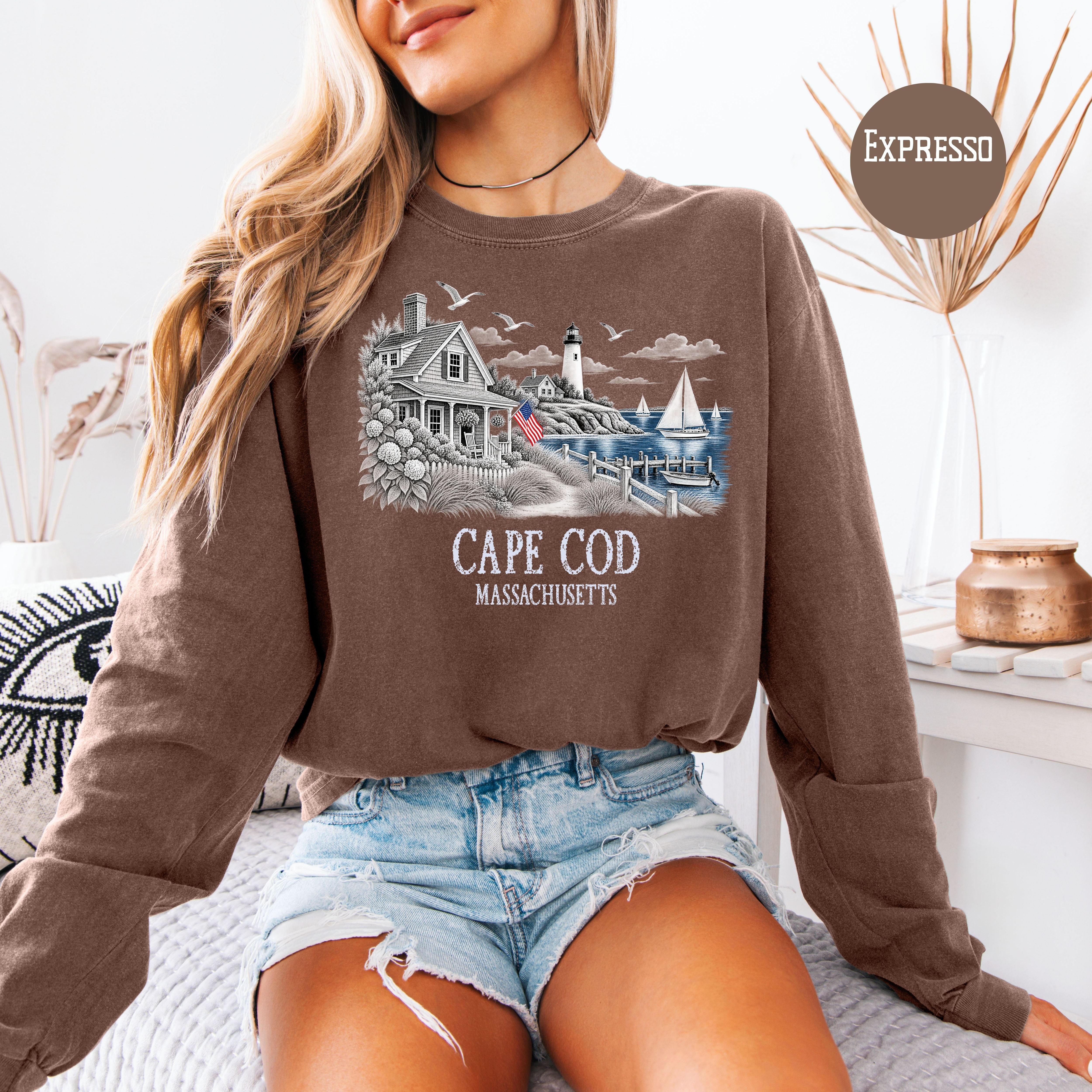 Cape Cod Massachusetts Long Sleeve Comfort Colors T-Shirt, Cape Cod Vacation Gift, Cape Cod Shirt, Traveler Gift Shirt, Seaside Shirt