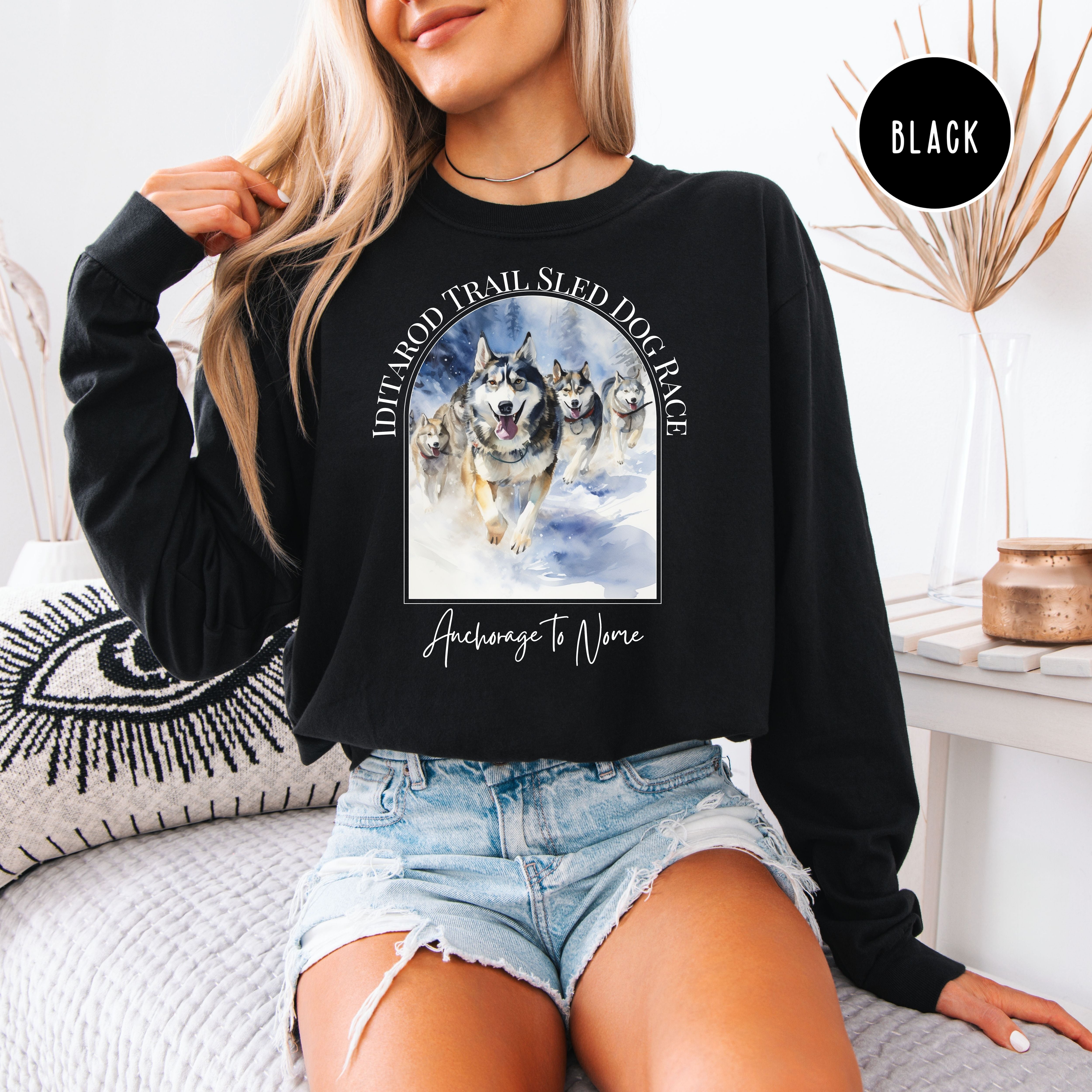 Iditarod Dog Race Comfort Colors Long Sleeve Tee