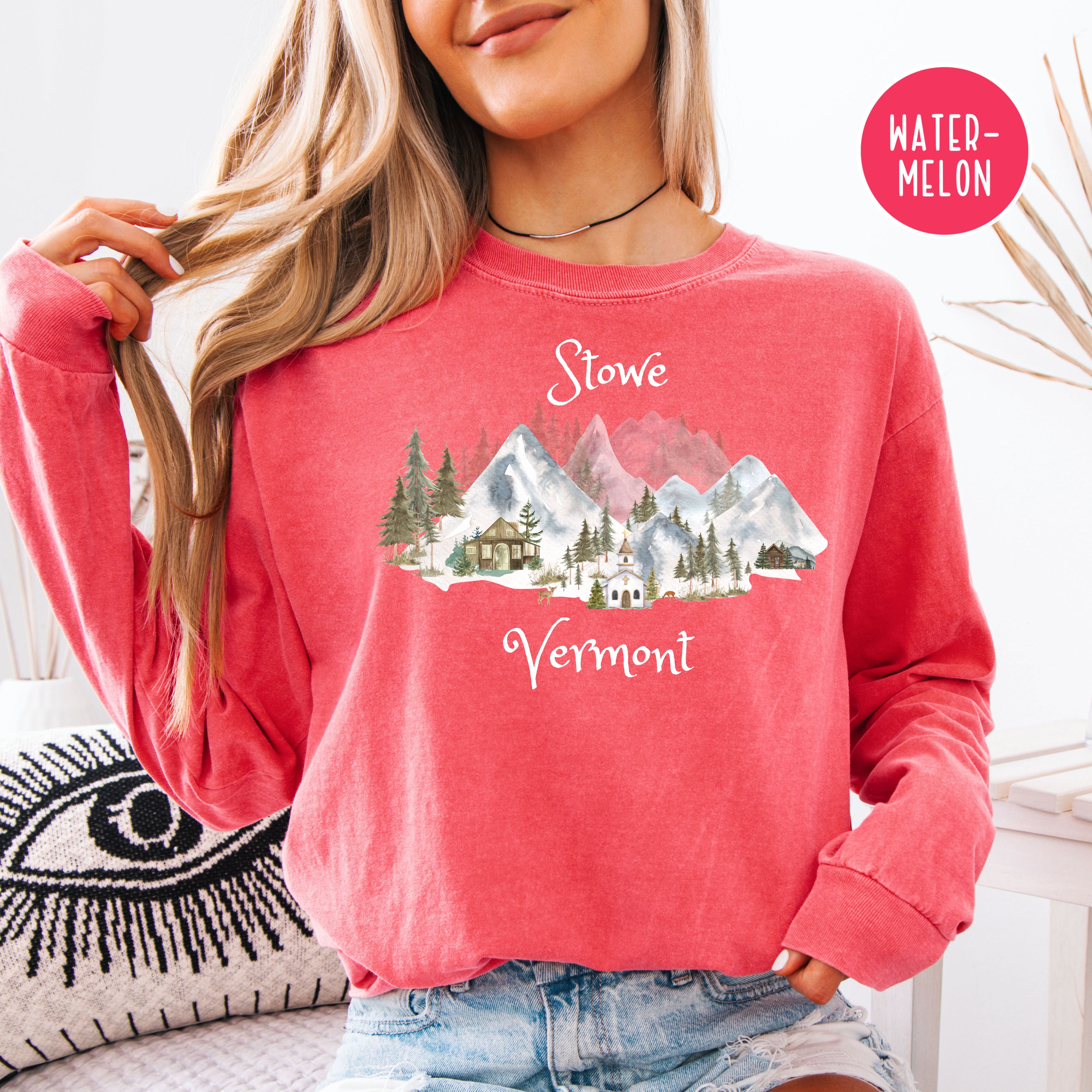 Stowe Vermont Unisex Long Sleeve Comfort Colors Tee
