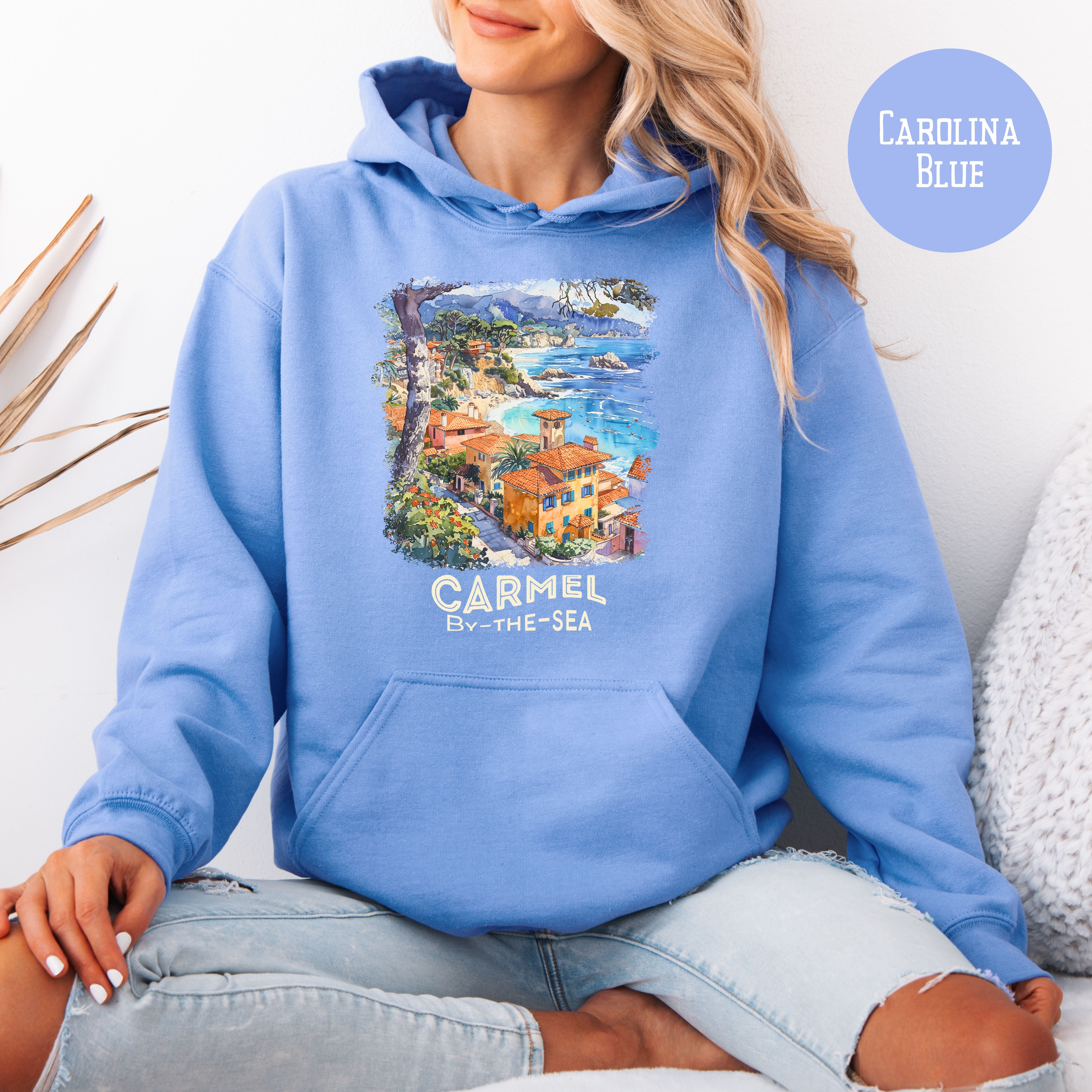 Carmel By The Sea Unisex Pullover Hoodie with Light Fleece Inside, Monterey Carmel Vacation Gift Shirt