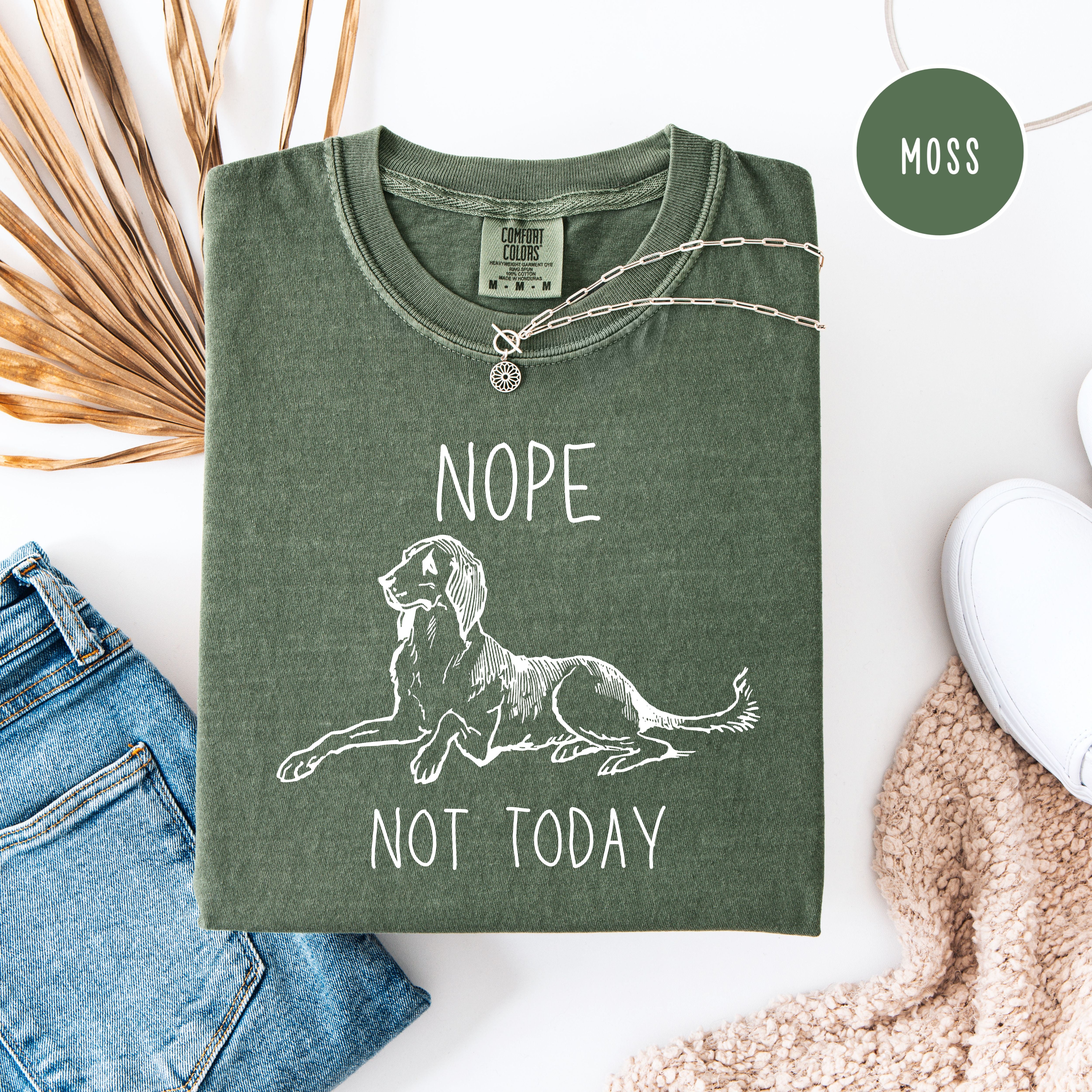 Nope Not Today Funny Dog Lover Unisex Comfort Colors T-Shirt, Dog Lover Gift Shirt, Funny Animal Lover Shirt
