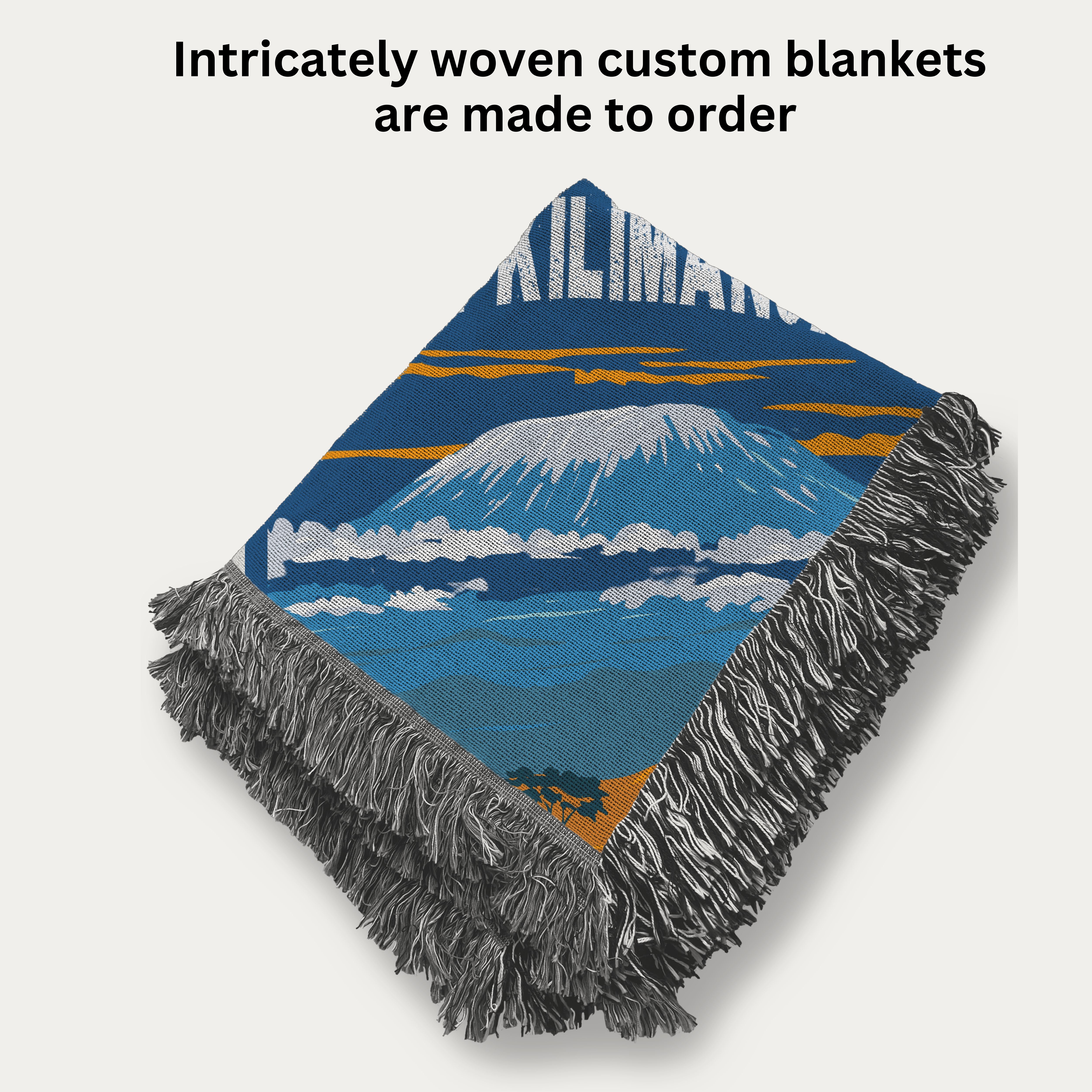 Mount Kilimanjaro Woven Throw Blanket, Mountain Climber Tanzania Africa Blanket