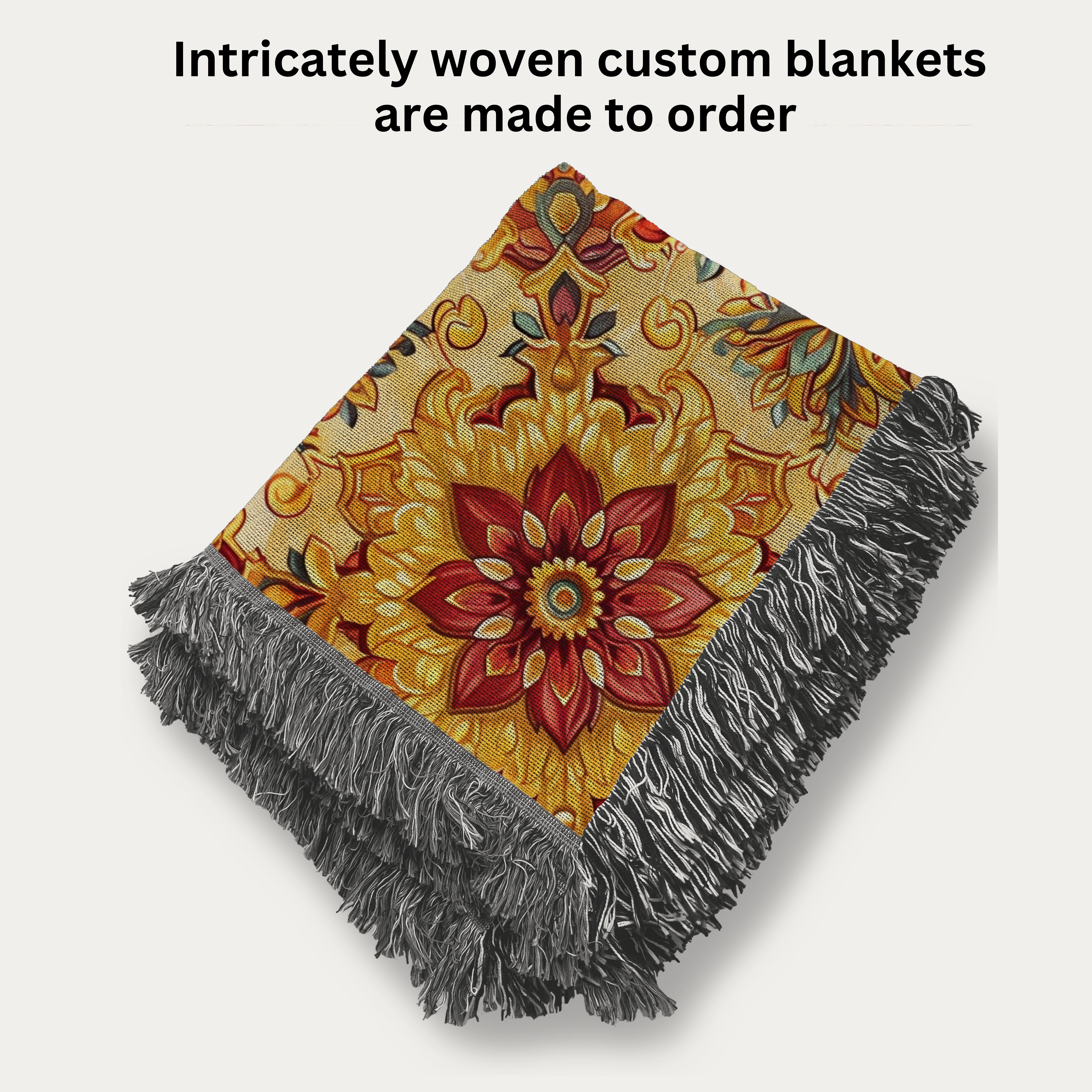 Bombay Style Floral Art Design Woven Throw Blanket, House Warming Gift, Traveler Throw Blanket Gift