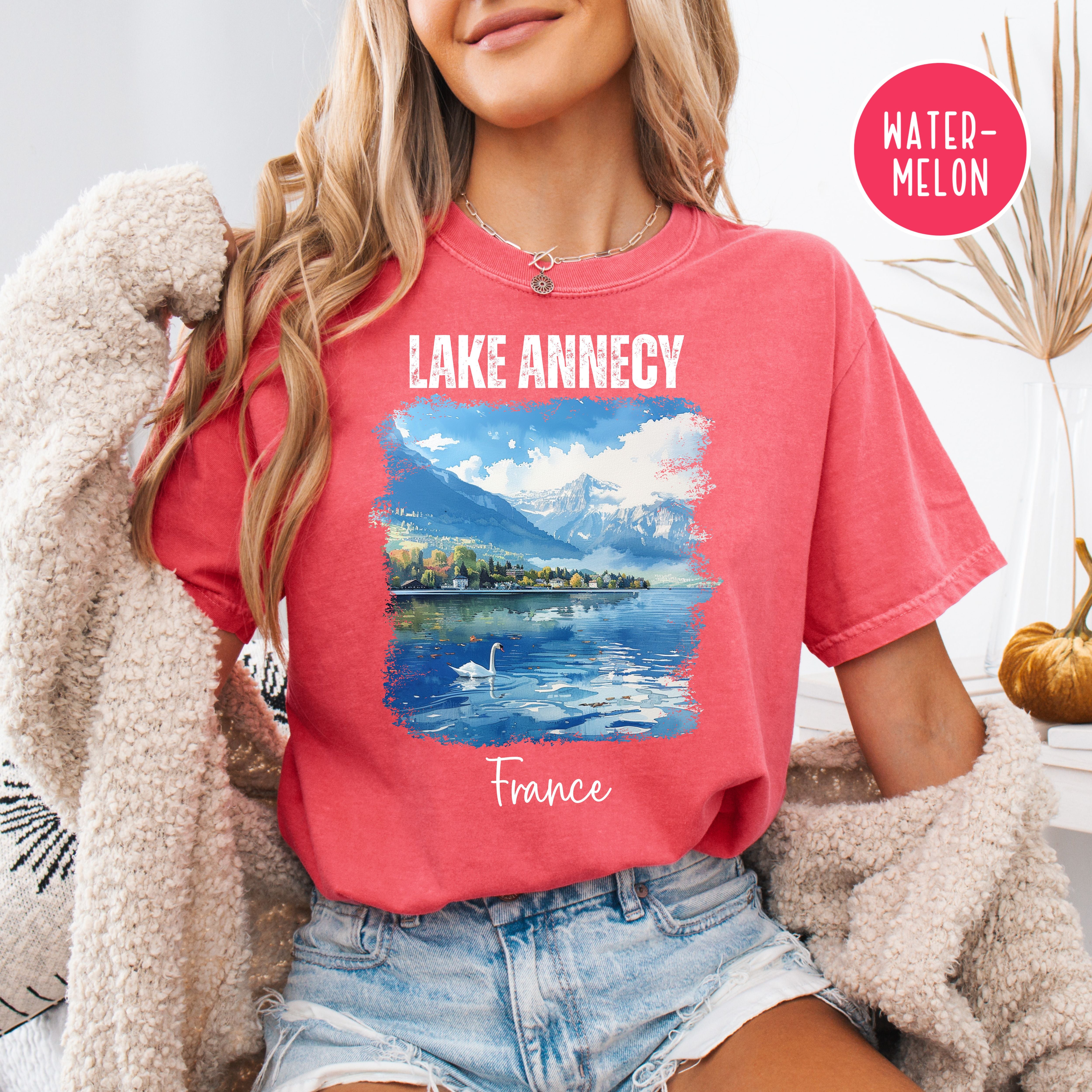 Lake Annecy France in the French Alps Comfort Colors Tee