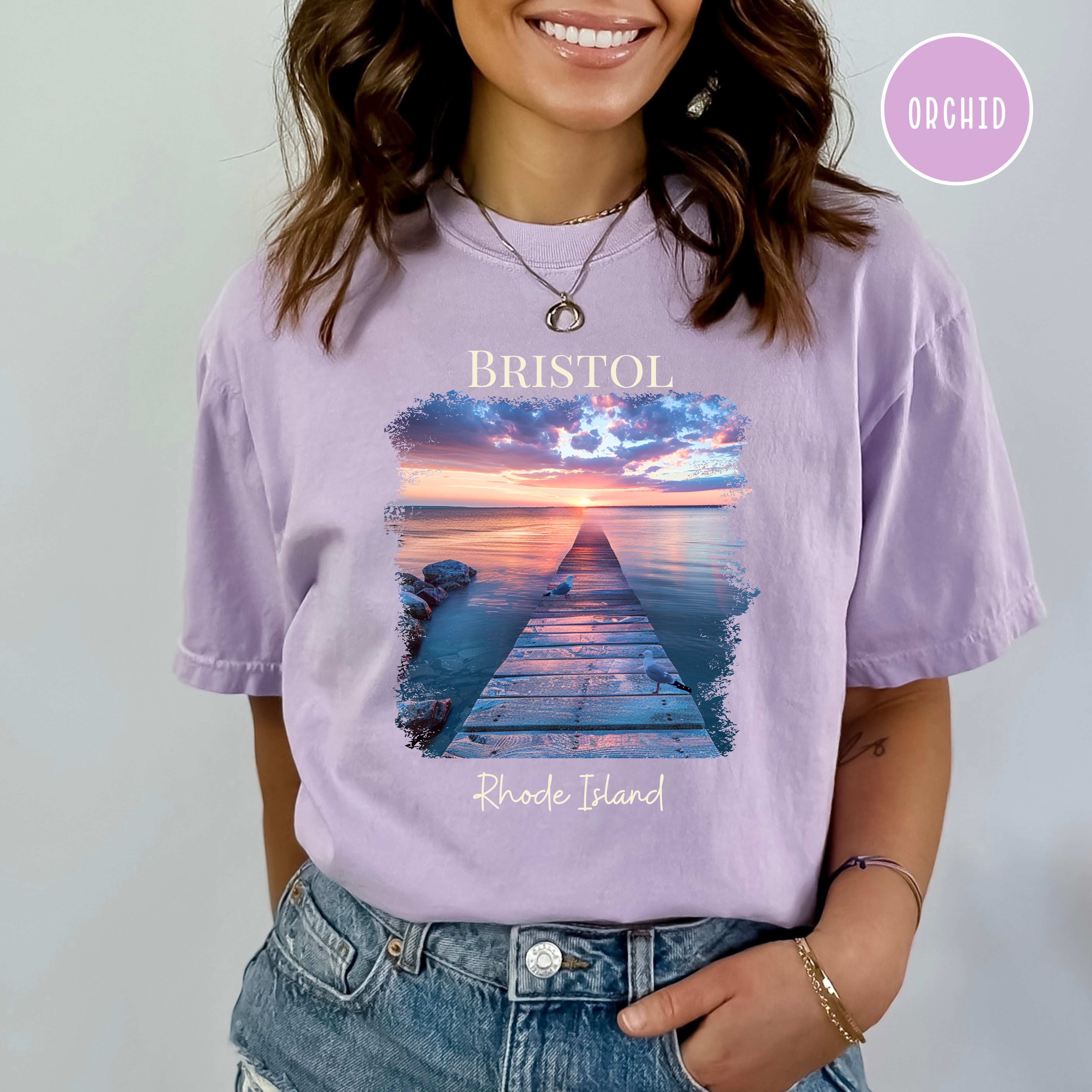 Bristol Rhode Island Sunset Comfort Colors Tee