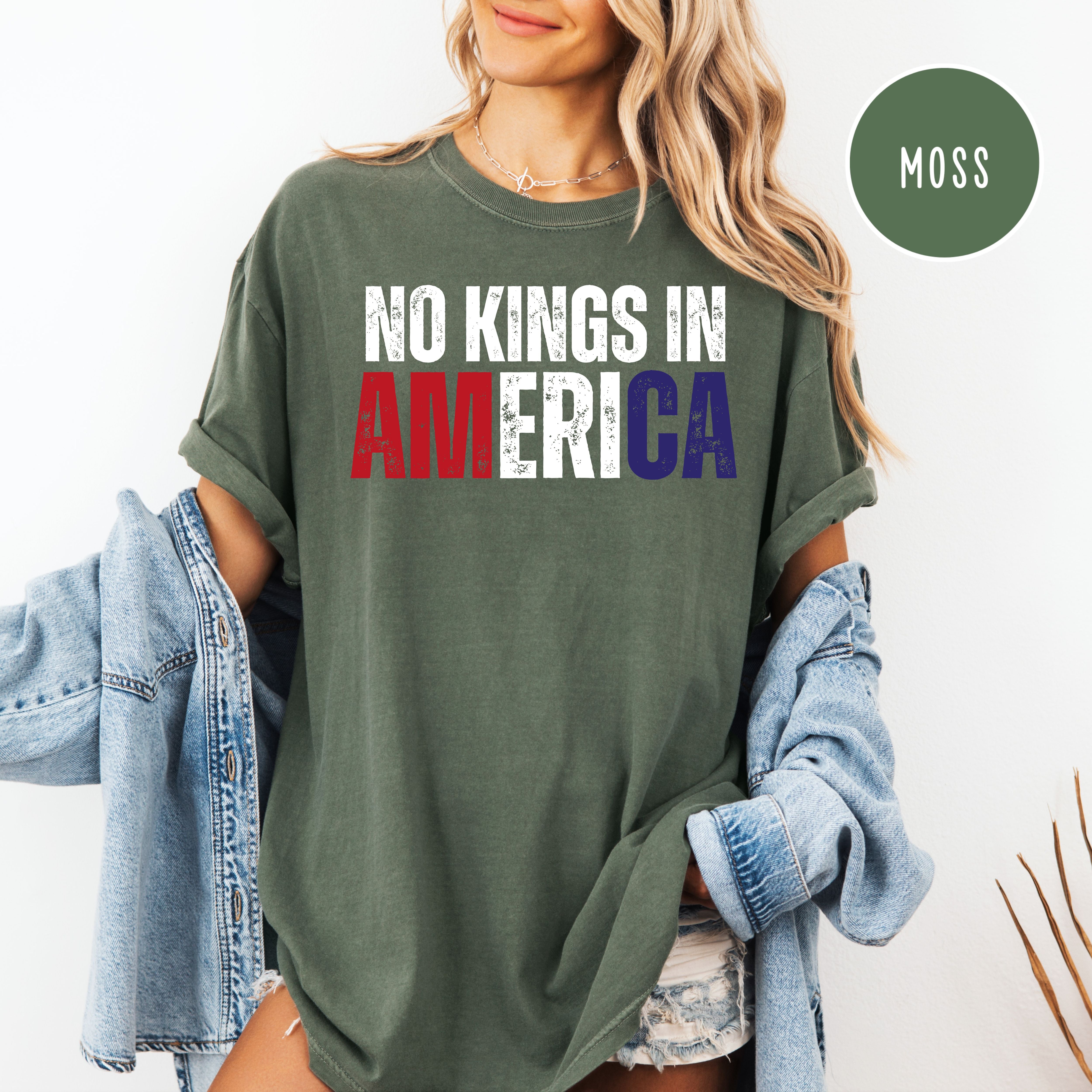 No Kings in America Comfort Colors Red White and Blue America Tee Shirt