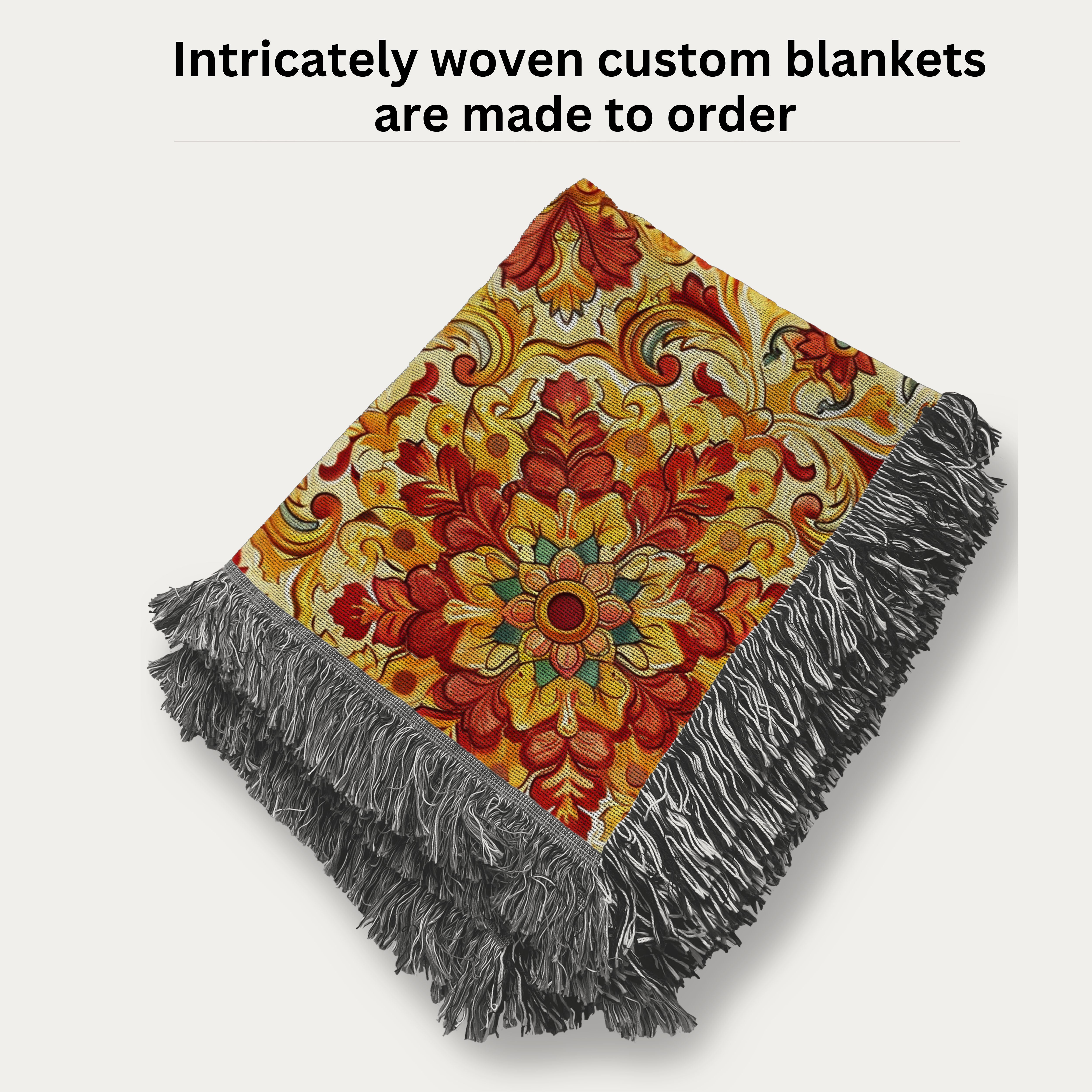 Ornate Style Design Woven Throw Blanket, Traveler Gift, Avail in 3 Sizes