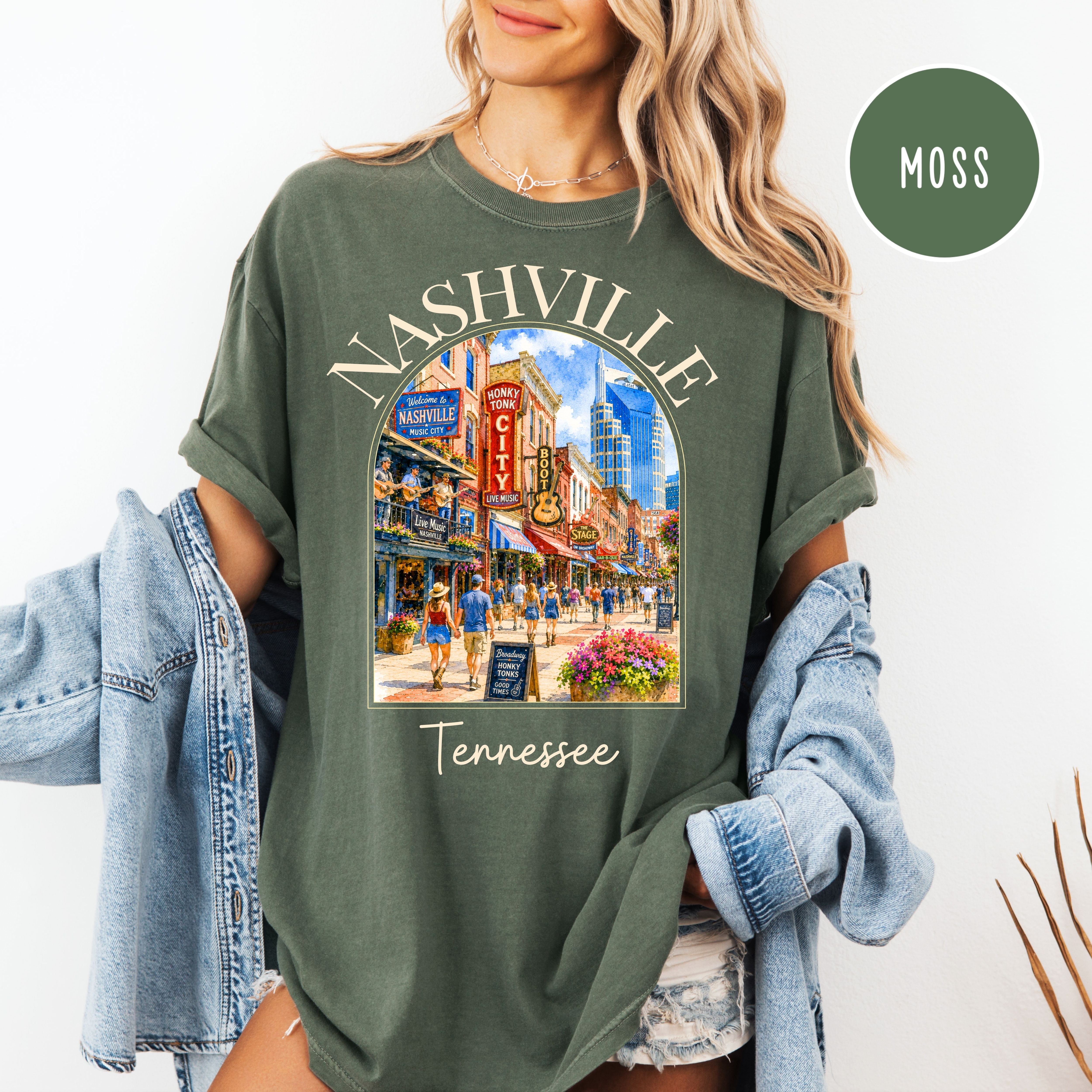 Nashville Tennessee Music Lover Unisex Comfort Colors Travel T-Shirt, Nashville Lover Gift Shirt, Tennessee Gift Shirt, Nashvillian Gift Tee