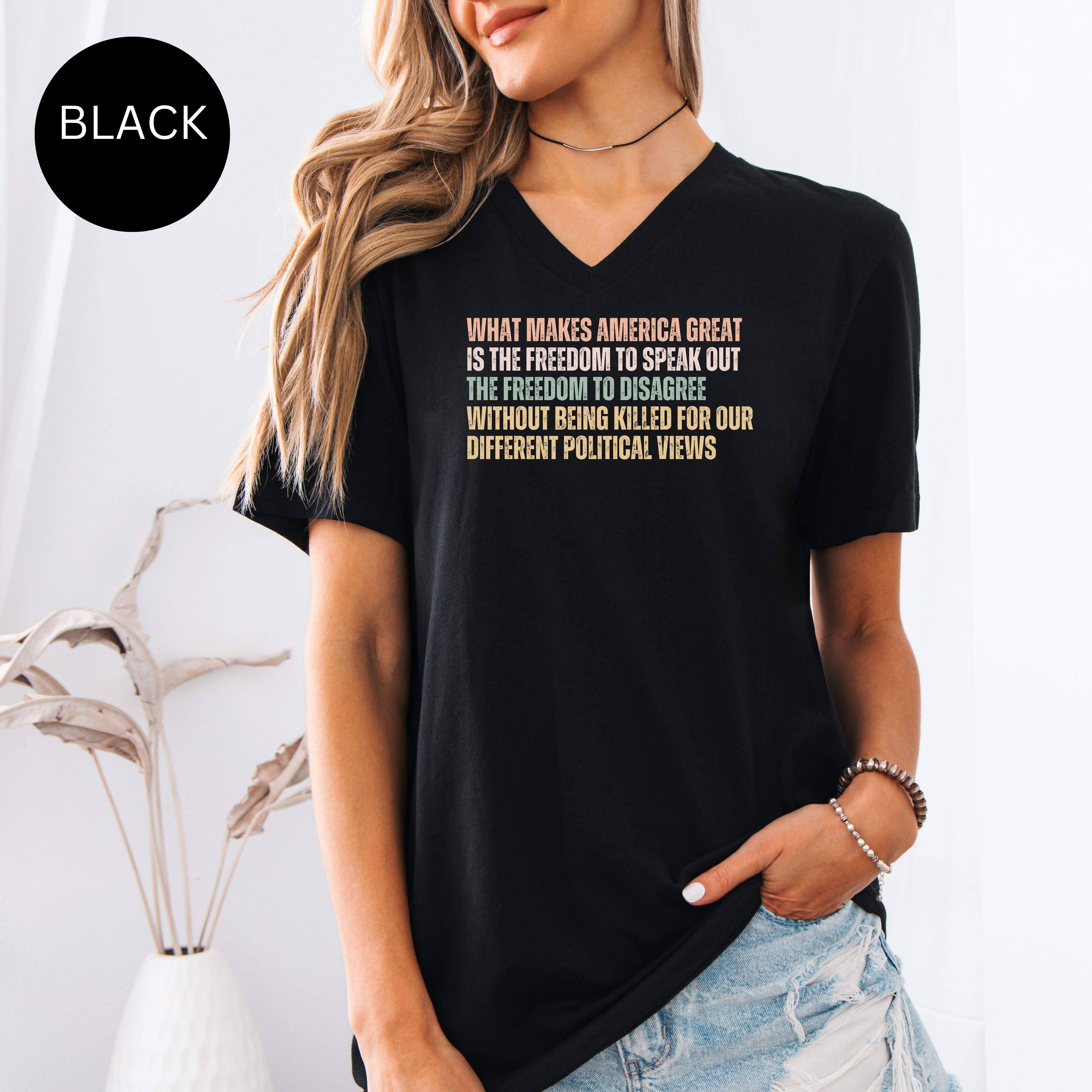 Freedom To Disagree Bella Canvas V-Neck Tee, Protest Tee Shirt