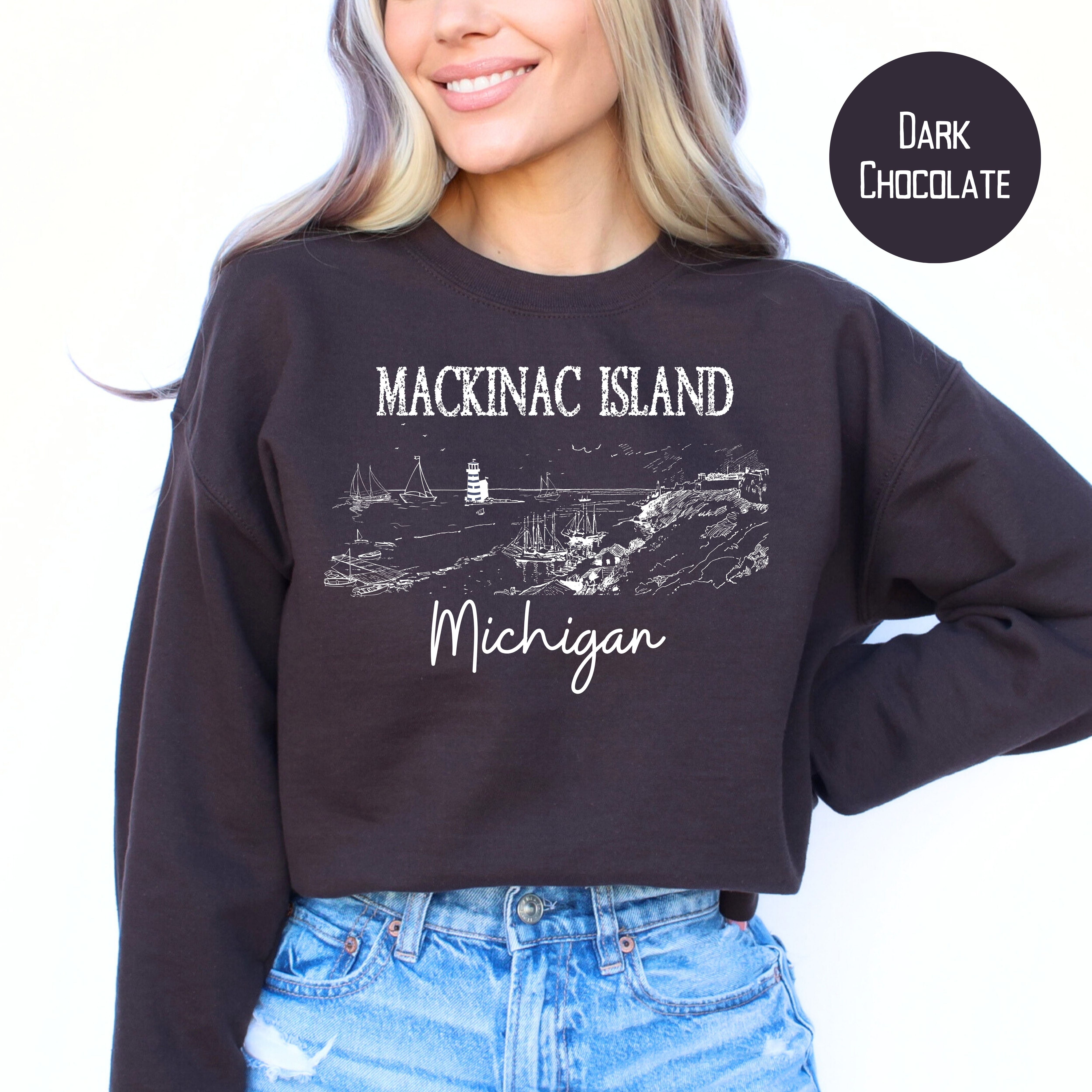 Mackinac Island Michigan Grunge Style Sweater
