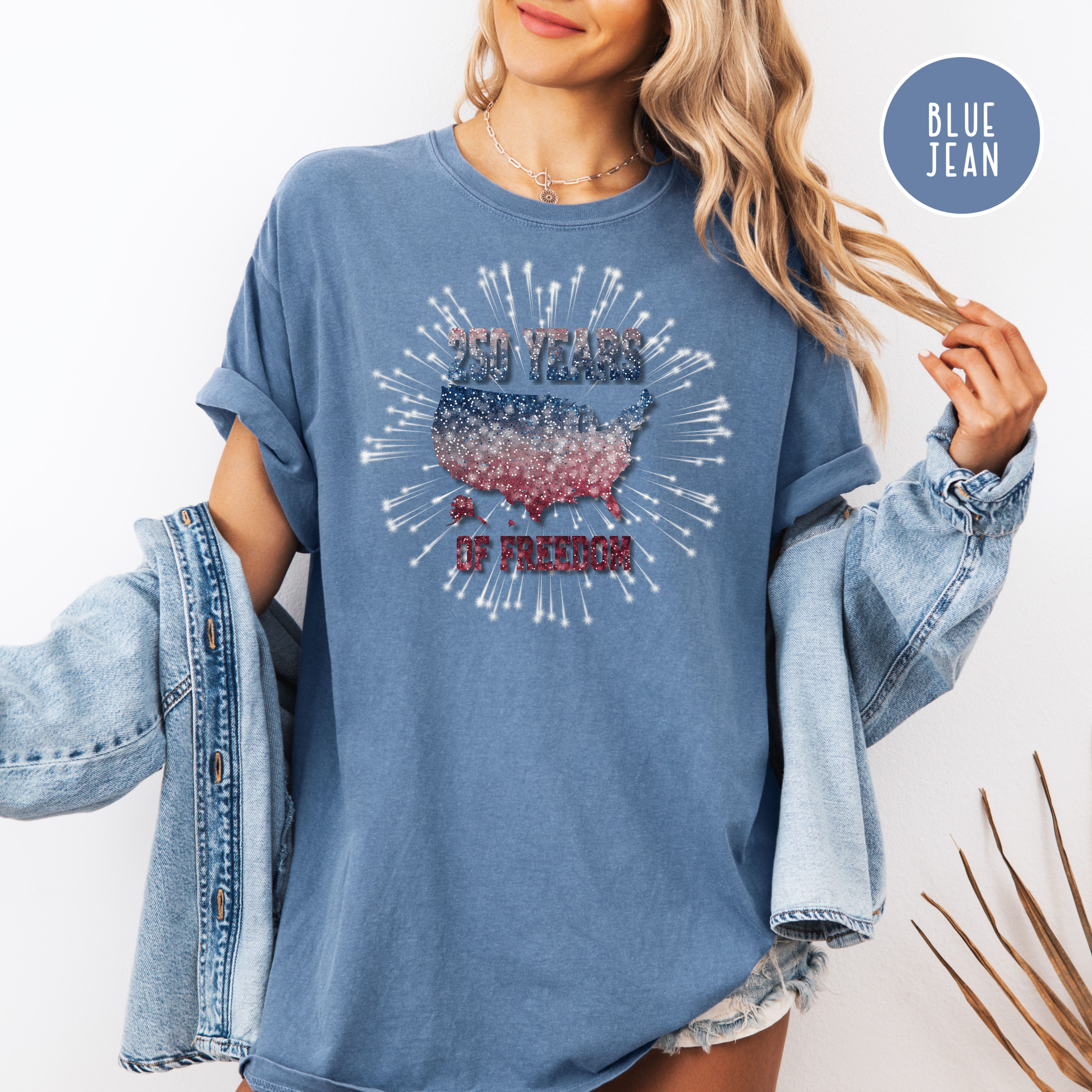 250 Years of Freedom Comfort Colors T-Shirt, 4th of July Fireworks Shirt