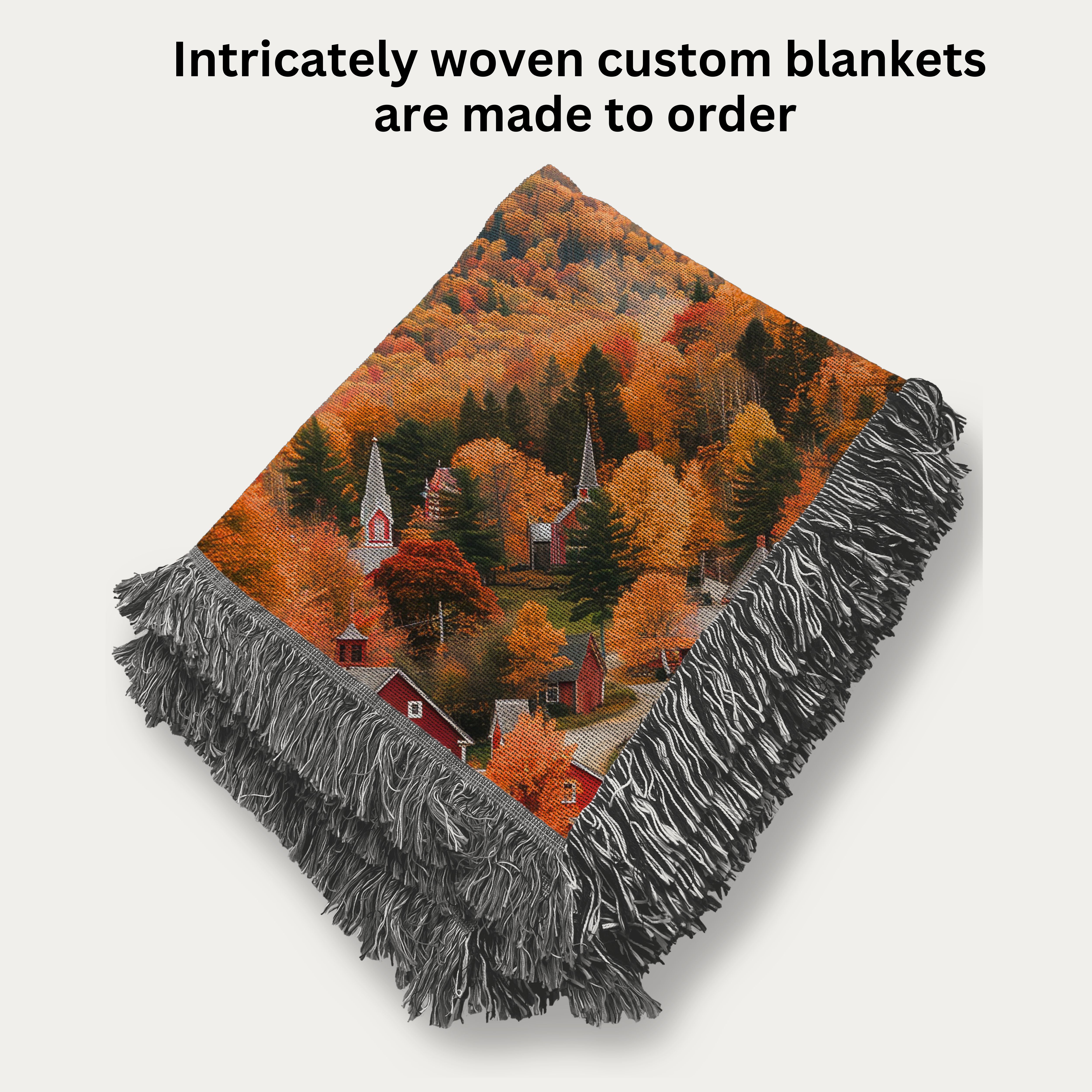 Vermont In Autumn Woven Throw Blanket, Vermont Vacation Gift