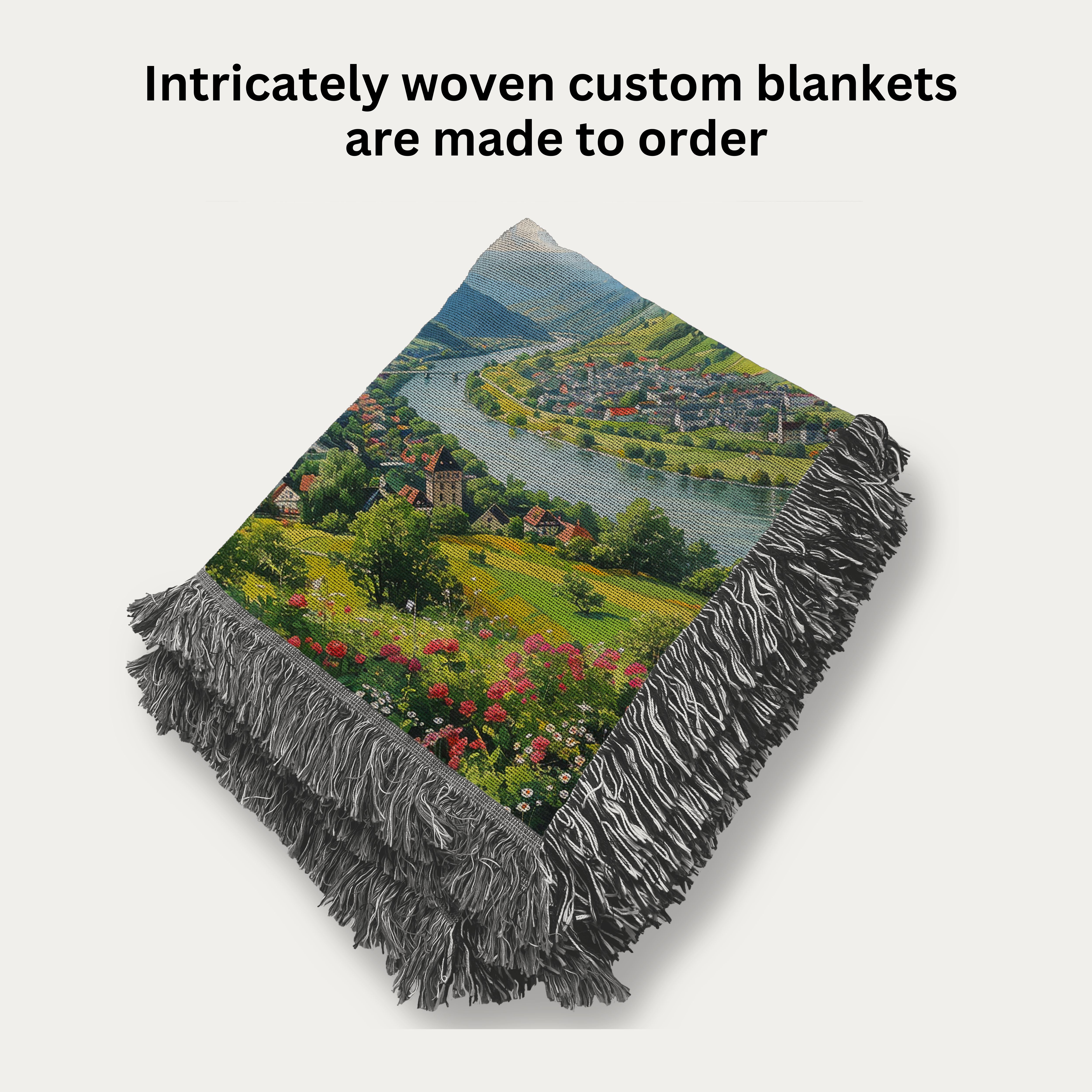 Rhine River Germany Woven Blanket, Rhine Valley Vacation Gift Blanket