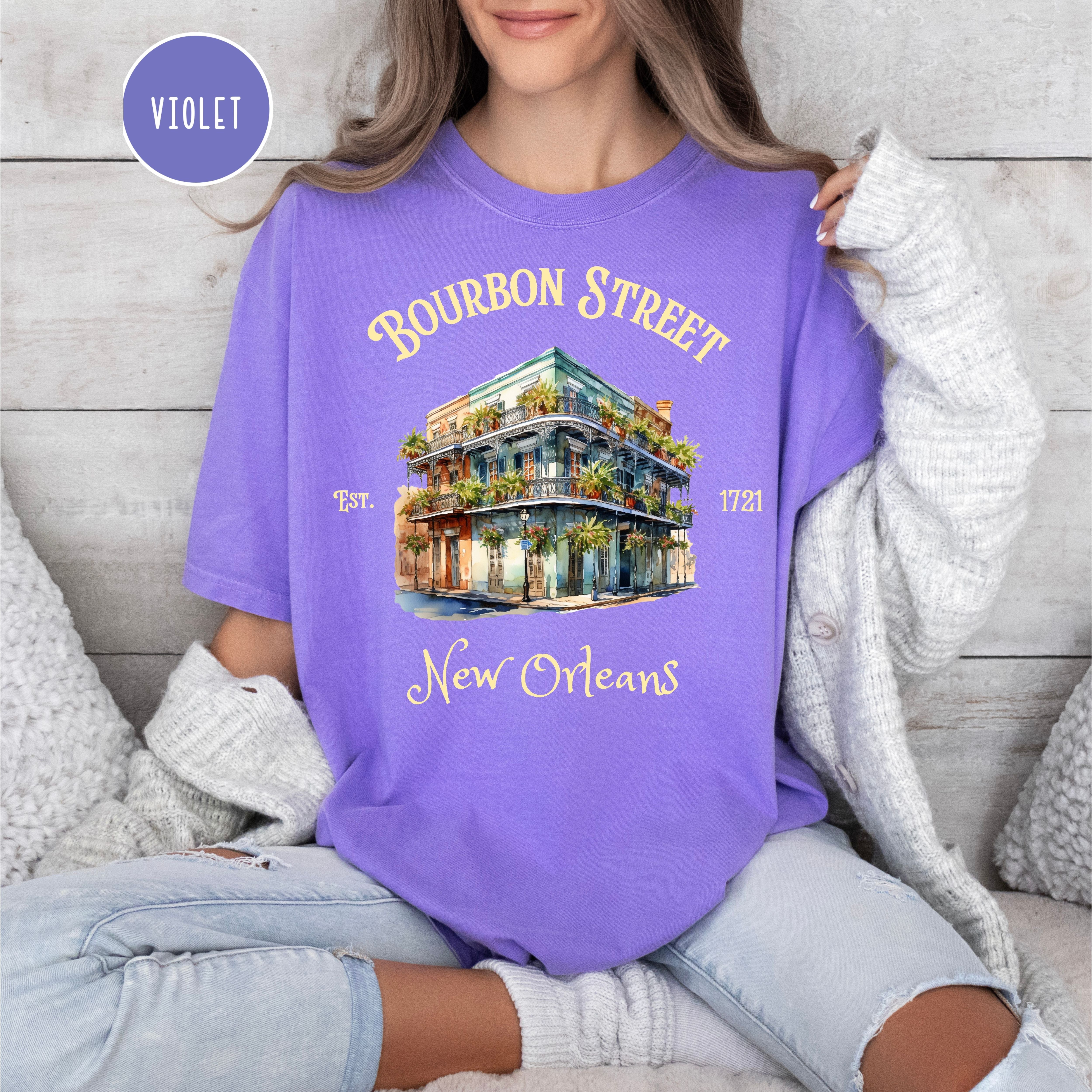 Bourbon Street New Orleans Comfort Colors Tee, French Quarter Shirt