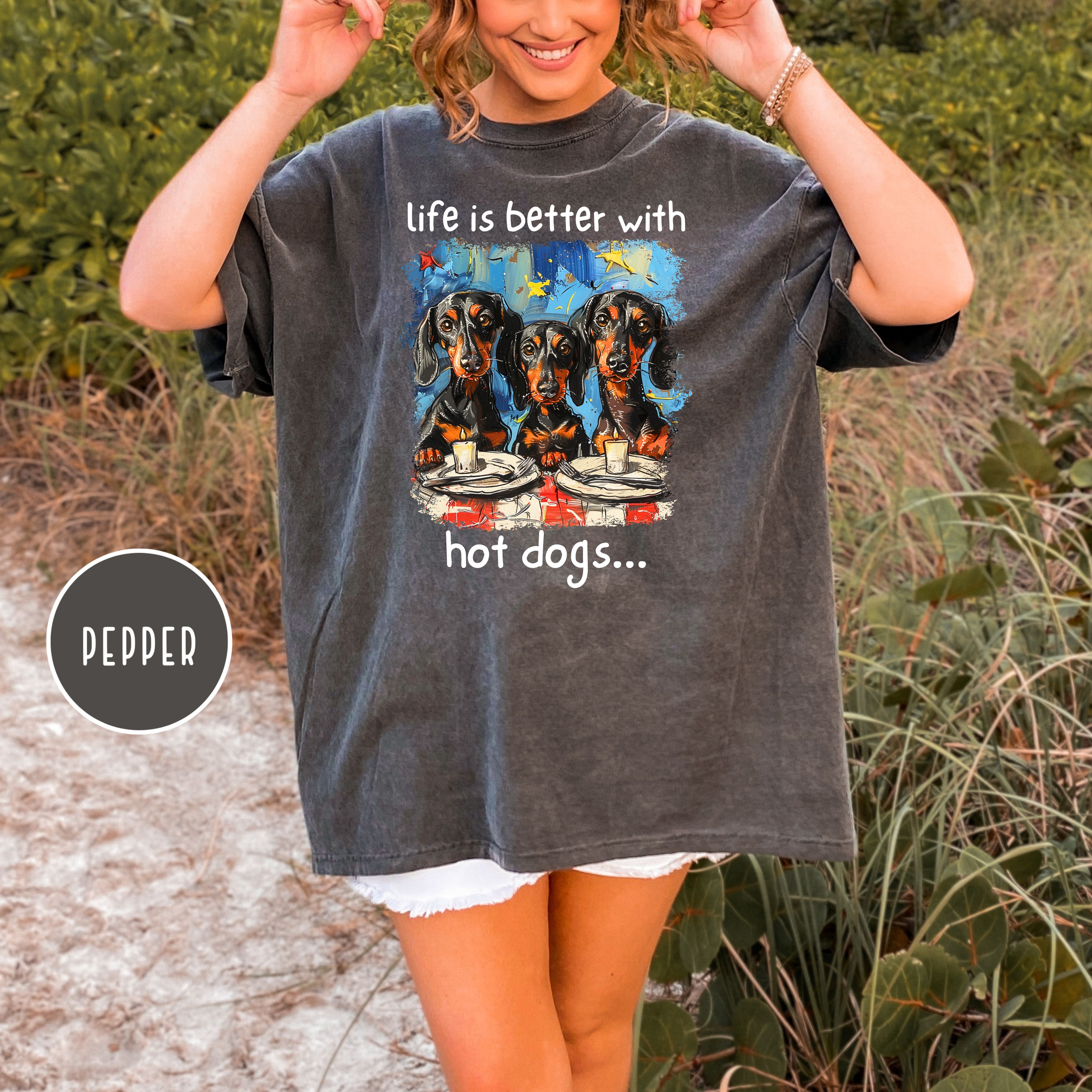 Wiener Dog Lover Comfort Colors T-Shirt, Better With Hot Dogs BBQ Shirt, Dachshund Mama Gift Tee, Dog Lover Gift, Sausage Dog Humor