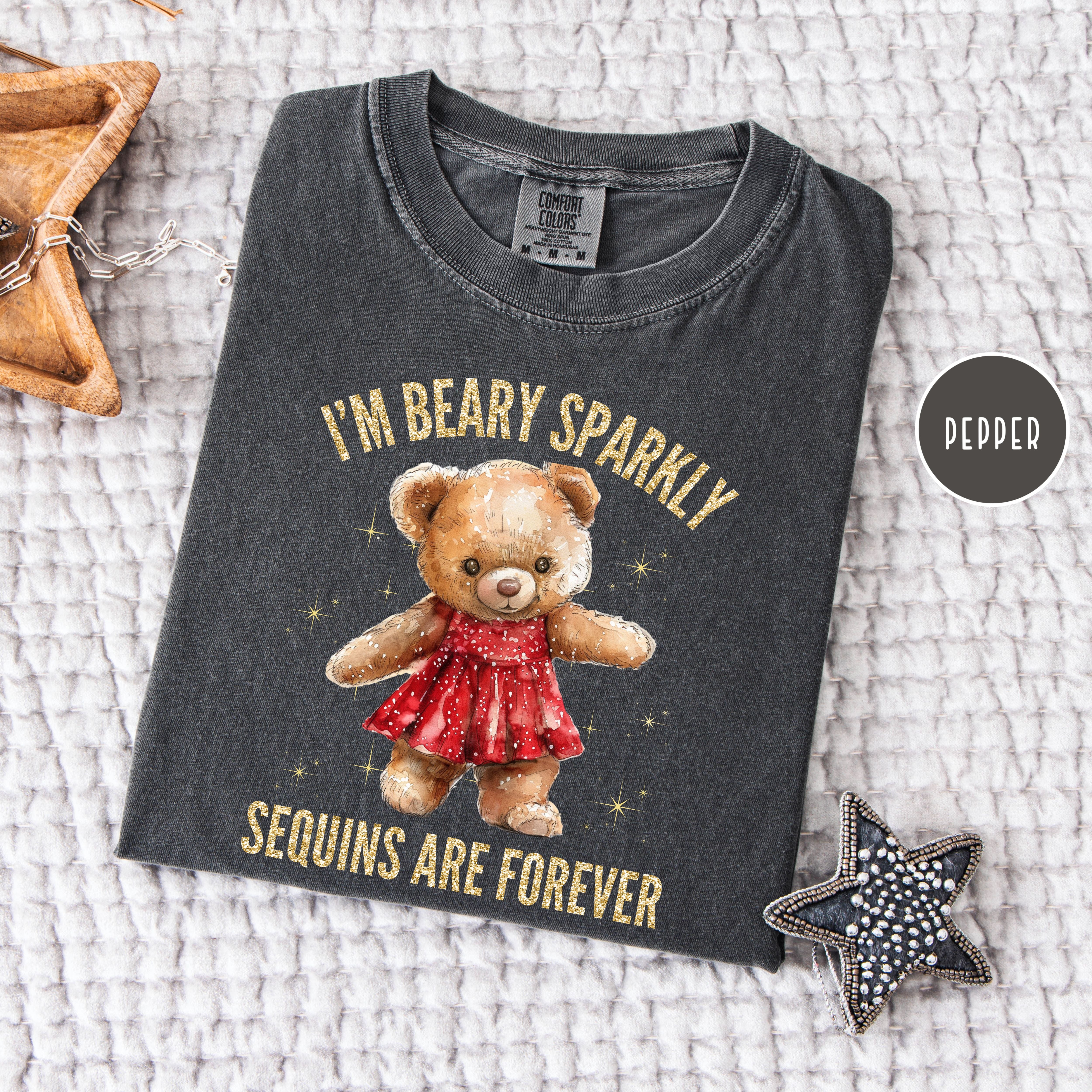 Beary Sparkly Swiftie Showgirl Comfort Colors Tee, Teddy Bear Lover Swiftie Fans Shirt