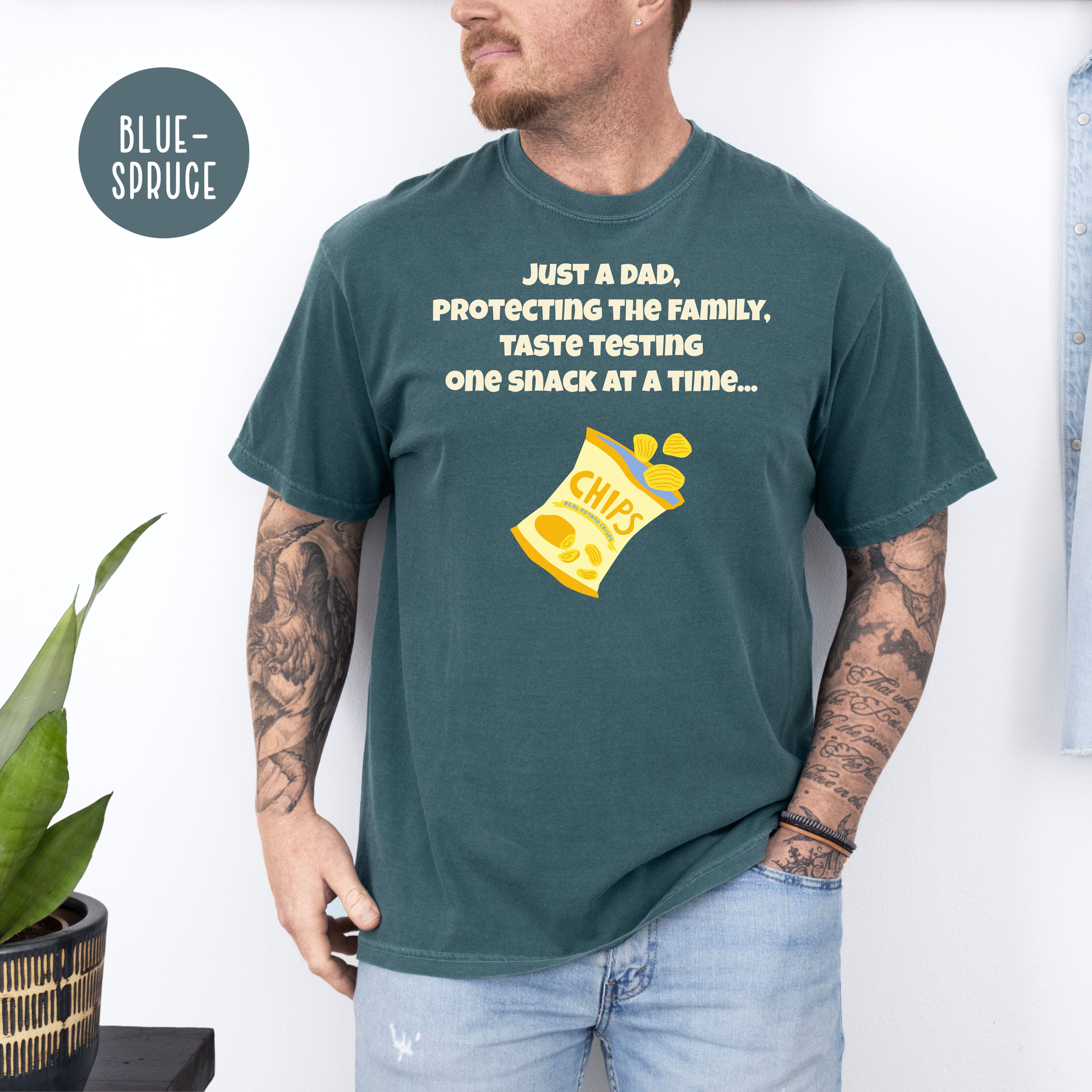 Funny Dad Comfort Colors Gift Shirt, Dad Who Loves Snacks Shirt, Father's Day Gift Shirt, Gift for Dad, Protecting The Family Dad Joke