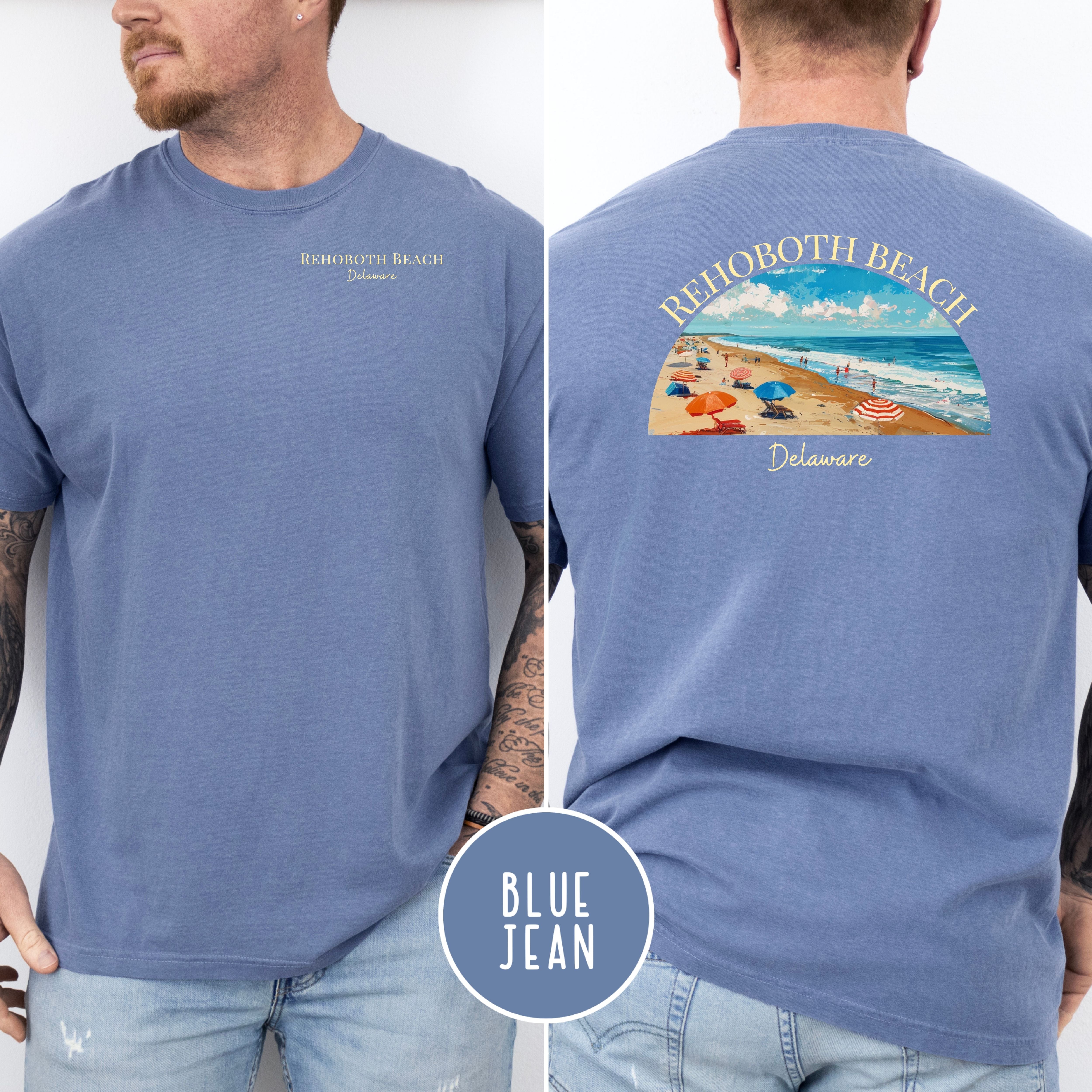 Rehoboth Beach Comfort Colors Vacation Beach Tee Design Front and Back