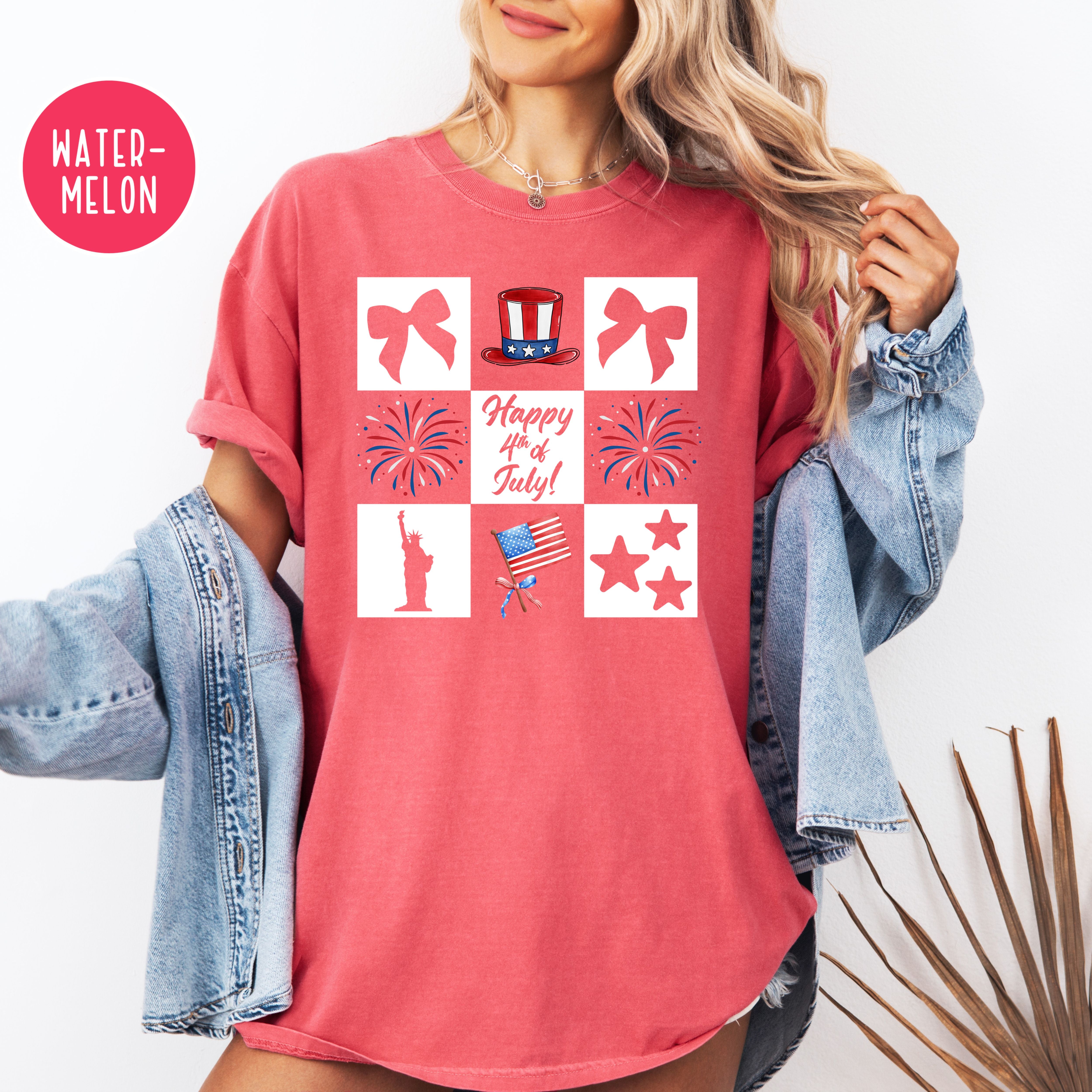 4th of July BBQ Checkerboard Shirt, Fourth of July Comfort Colors Tee