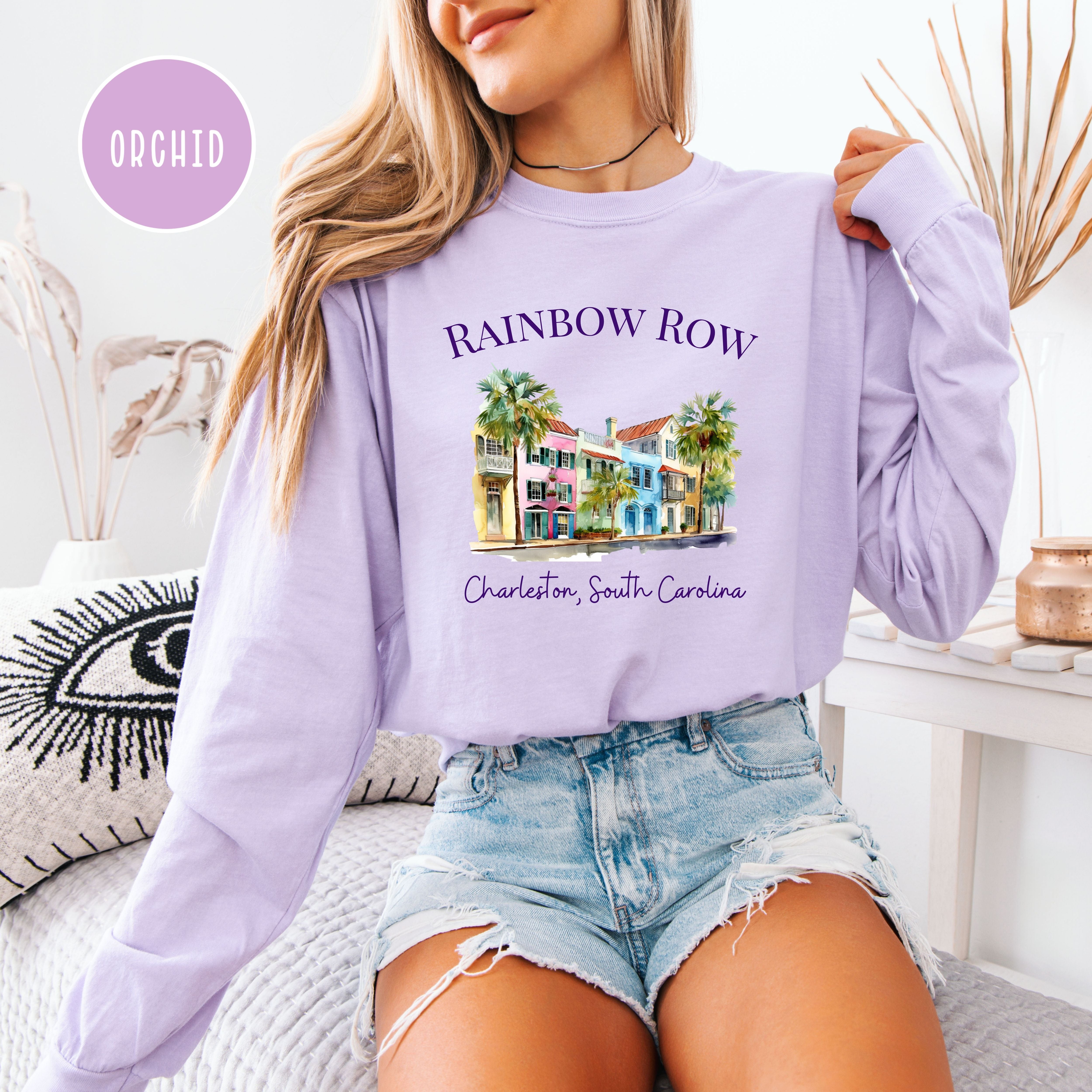 Rainbow Row Charleston South Carolina Long Sleeve Comfort Colors T-shirt