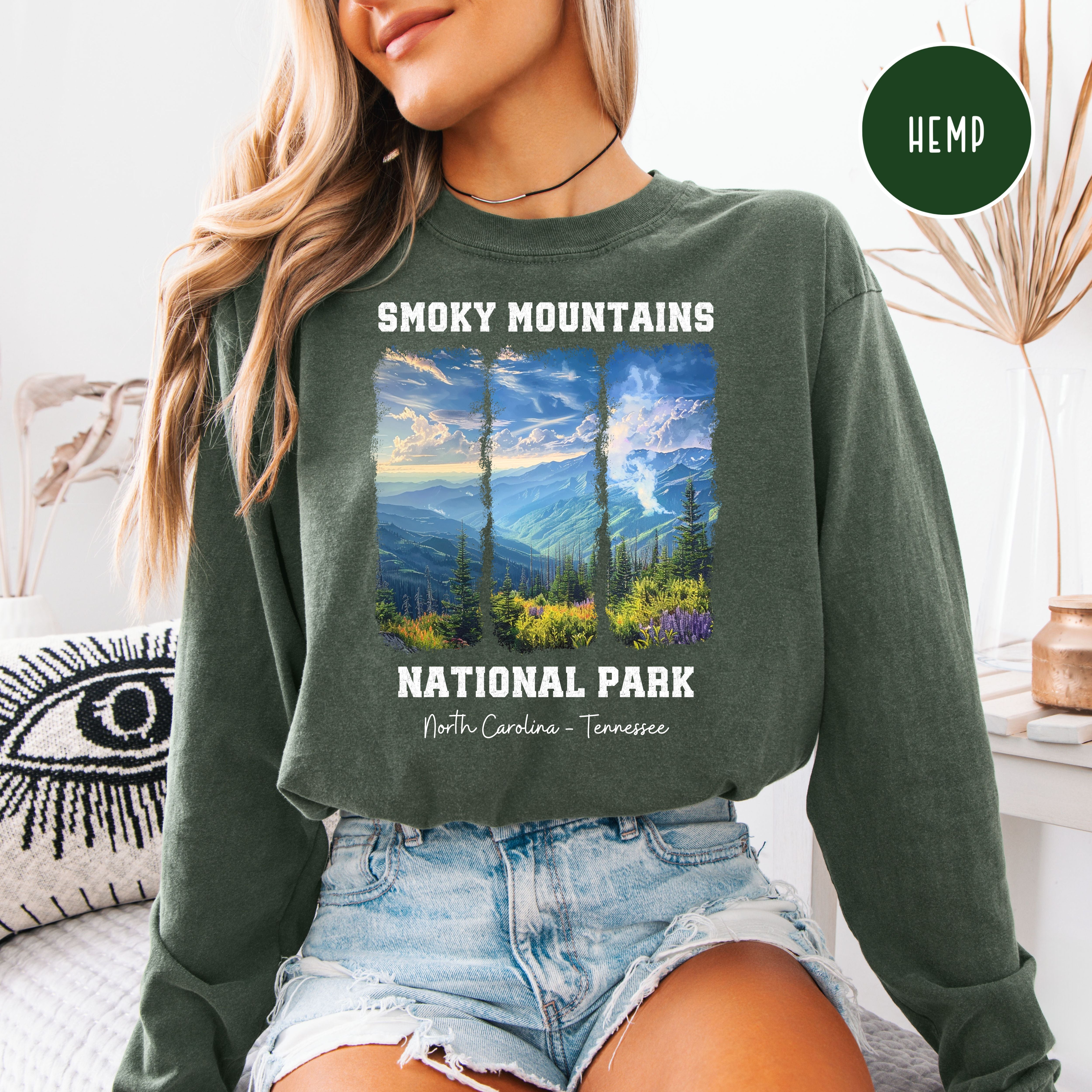 Smoky Mountains National Park Comfort Colors Long Sleeve Unisex Tee Shirt
