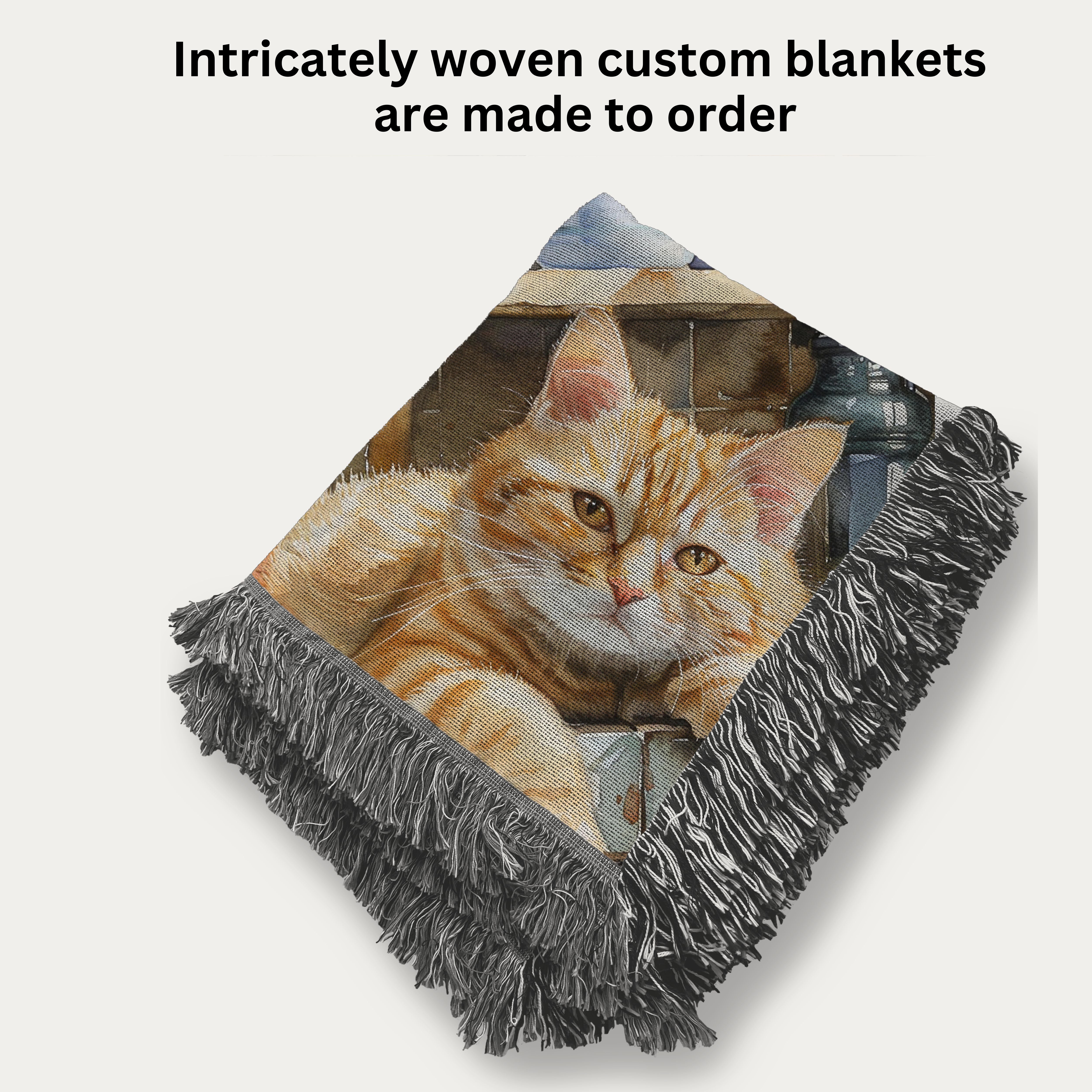 Cat Taking Catnap on Counter Woven Throw Blanket Gift for Cat Lover