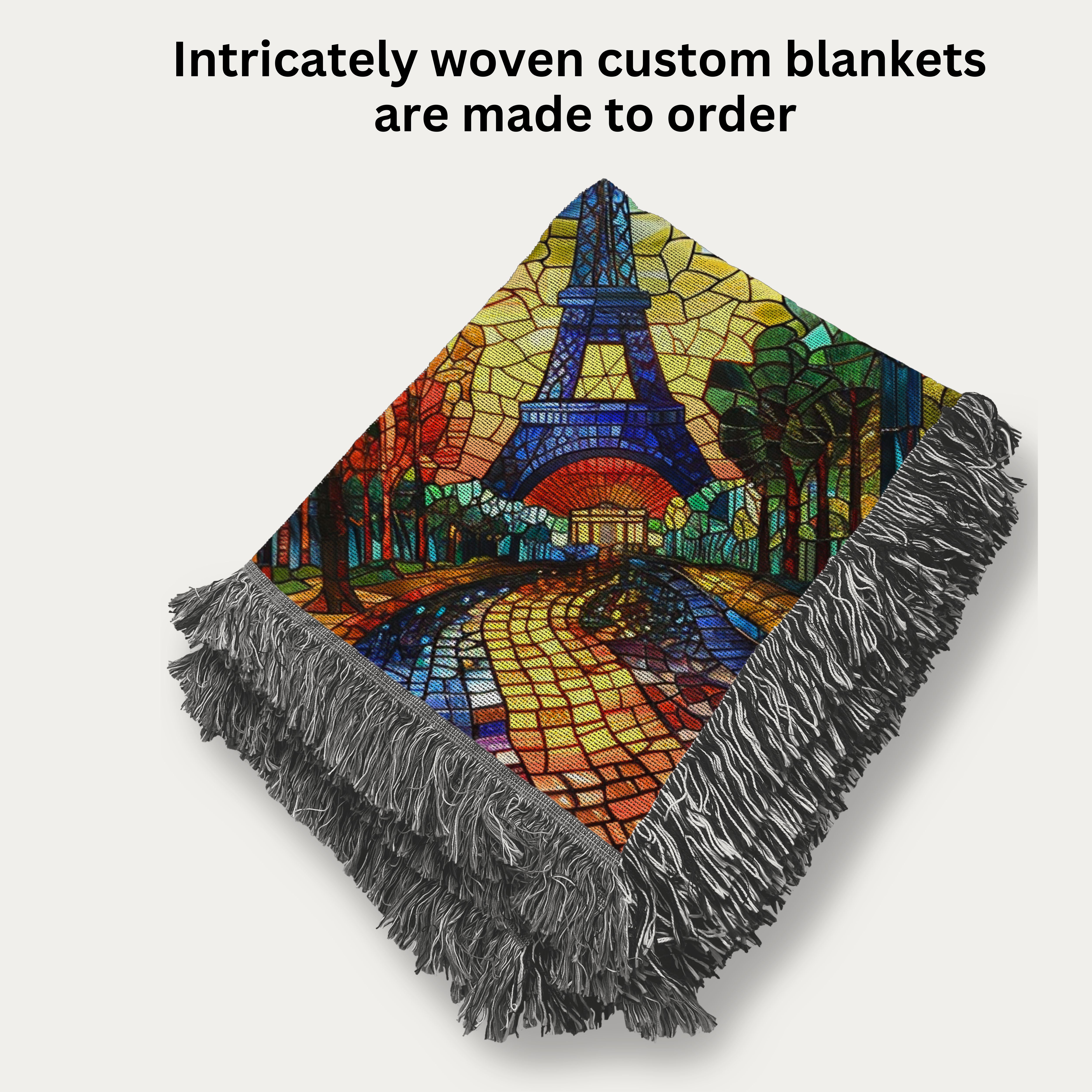 Woven Throw Blanket for Paris Lover, France Vacation Throw Blanket Gift, Traveler Gift Blanket