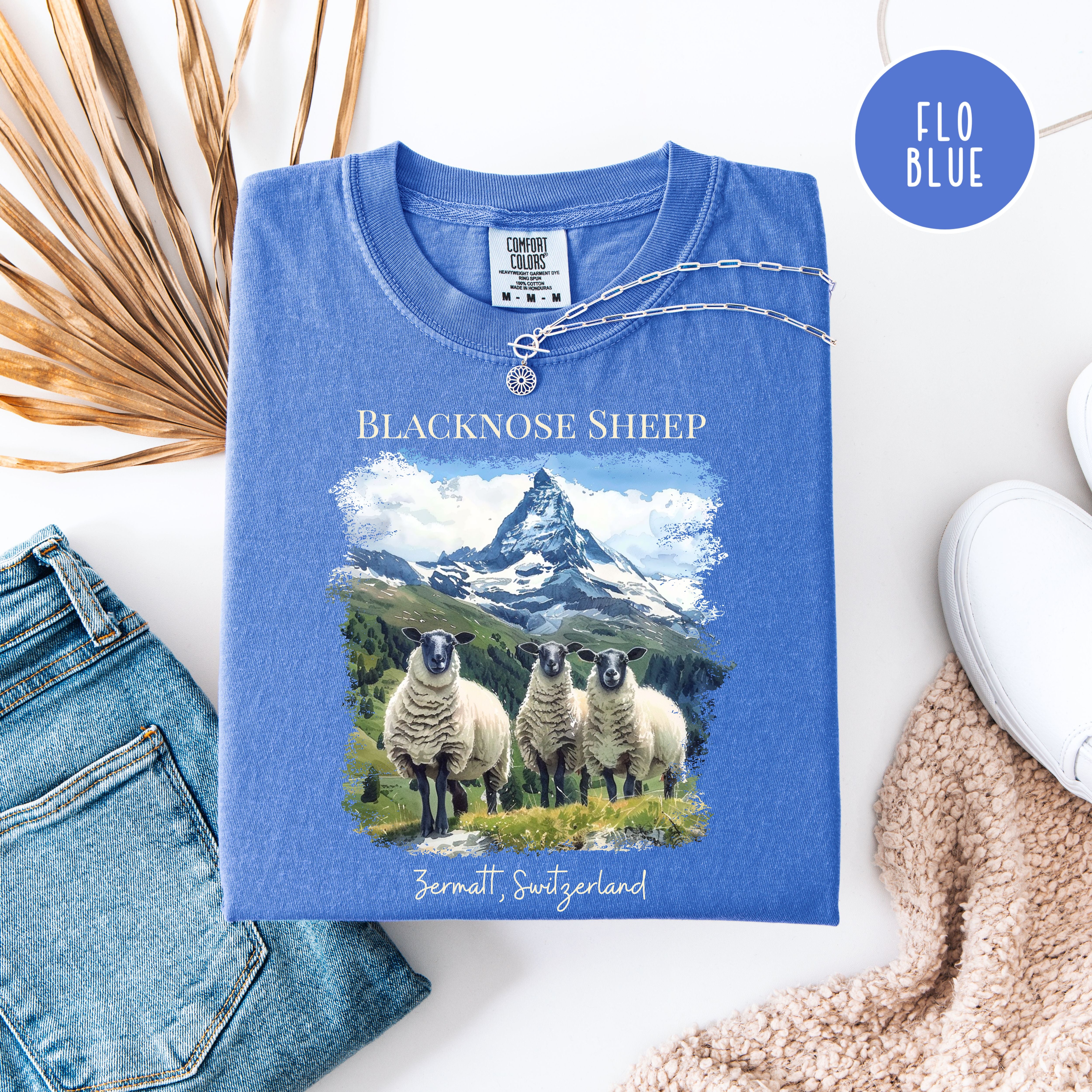 Blacknose Sheep in Zermatt Switzerland Comfort Colors Matterhorn Swiss Alps Vacation Gift Tee